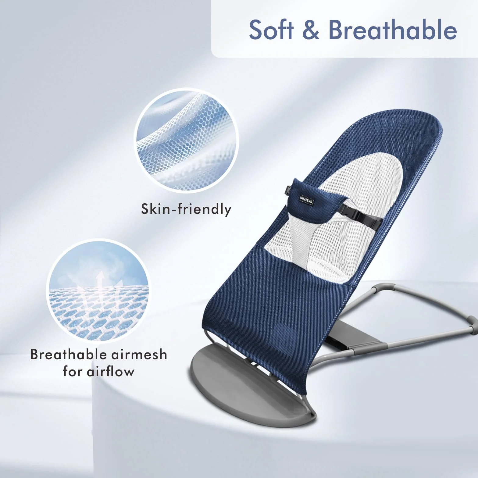 Housse pour transat Baby Bjorn Balance Soft & Bliss, maille ventilée, bleu marine
