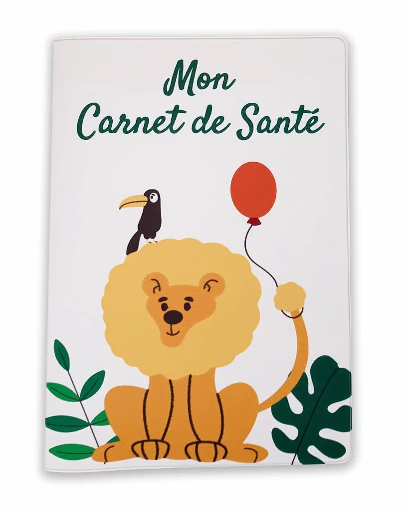 Nemau Protège Carnet de Santé Enfant en Gomme Expansée Fabriqué en France Étui Carnet Bébé Format Maternité Standard Animaux de la Jungle