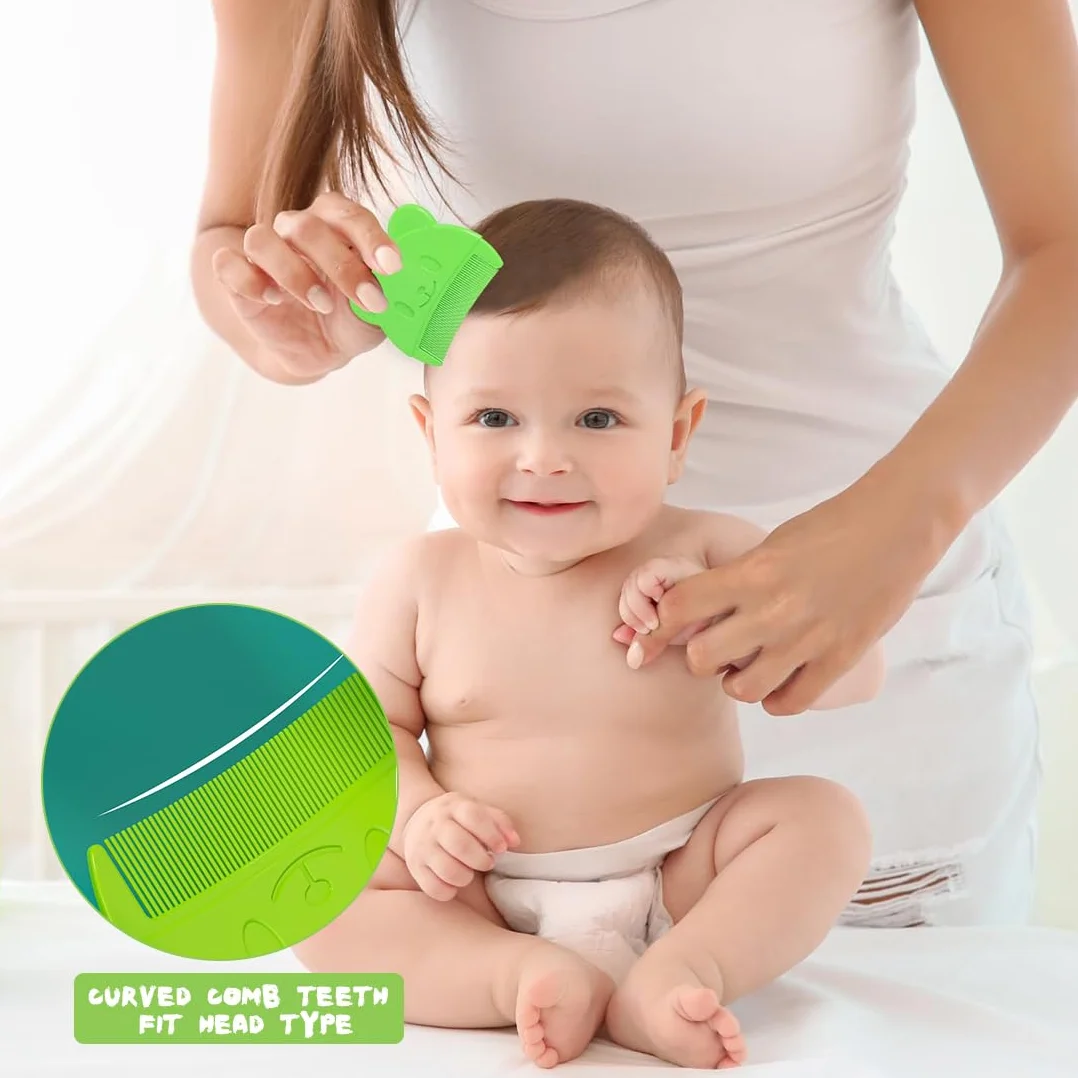 Brosse et peigne pour croûtes de lait bébé - Brosse en silicone doux avec poils sensoriels (Vert)