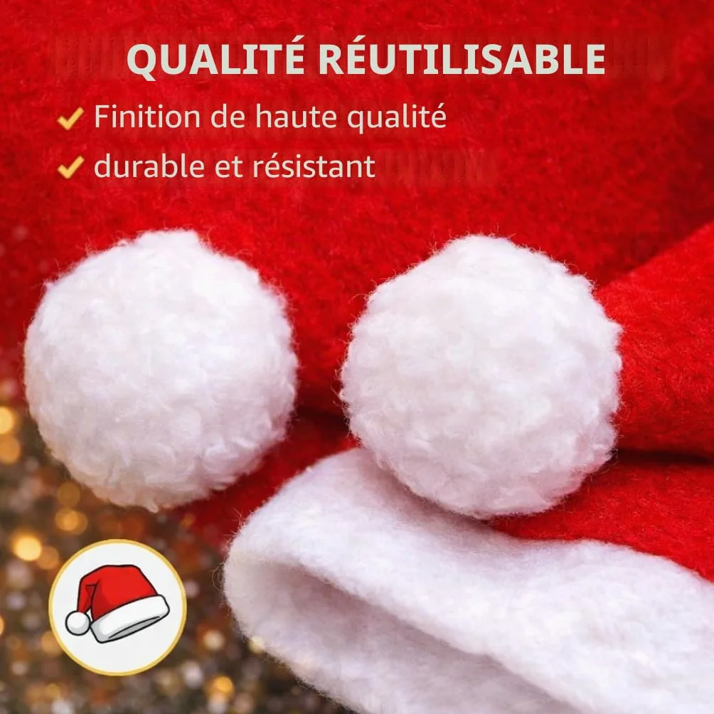 Lot de 2 bonnets de Noël rouges unisexe - Bonnet de Père Noël pour adultes et enfants