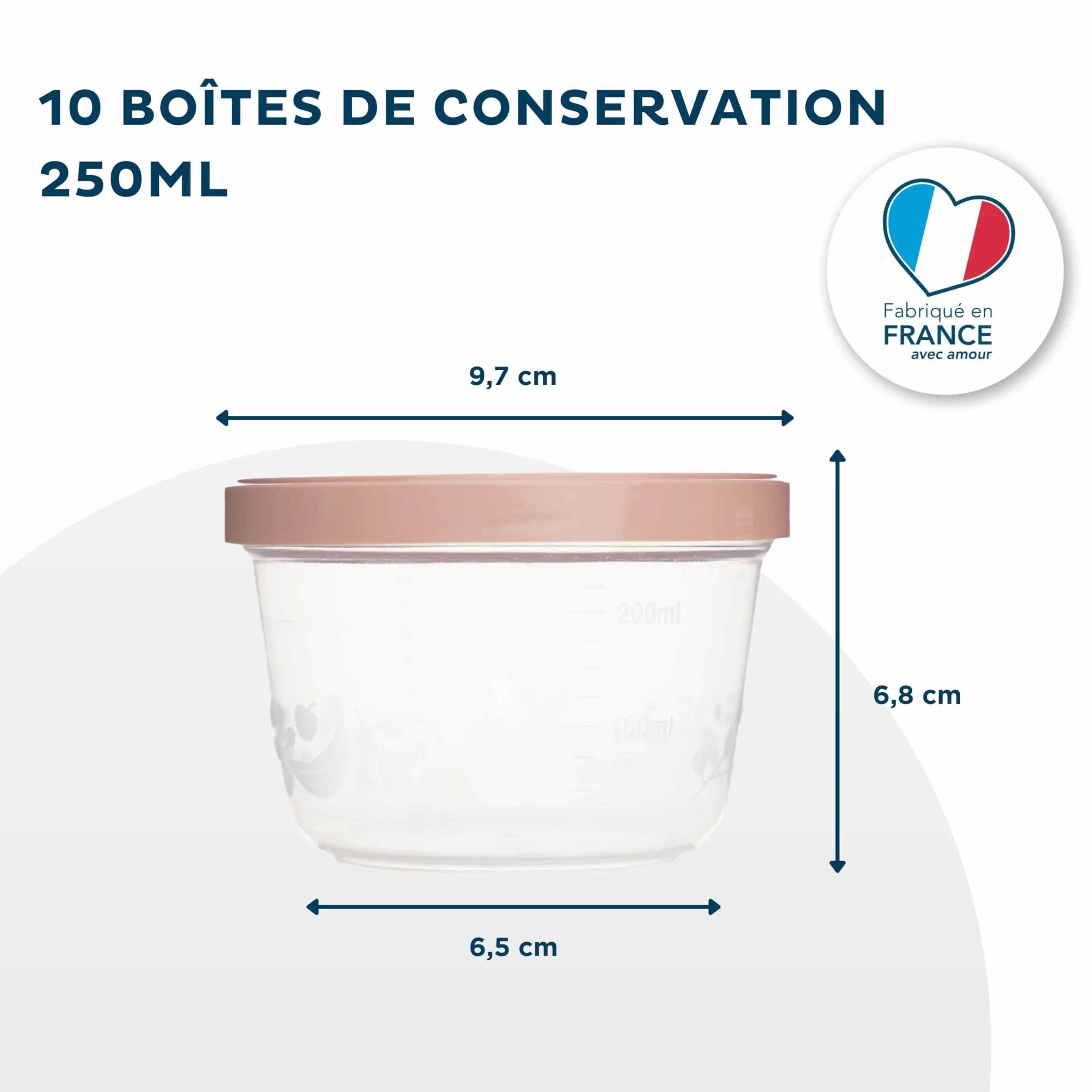 THERMOBABY Lot de 10 boîtes de conservation 250ml pour Bébé - Compatibles Micro-ondes, congélateur, lave-vaisselle - Empilables