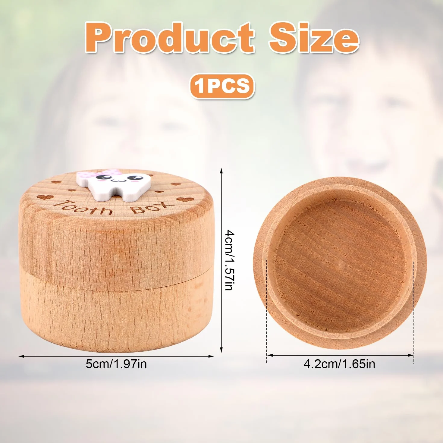 Boîte de Rangement de Dents Sculptées en 3D Bois, Support Souvenirs pour Enfants Cadeau (Filles)
