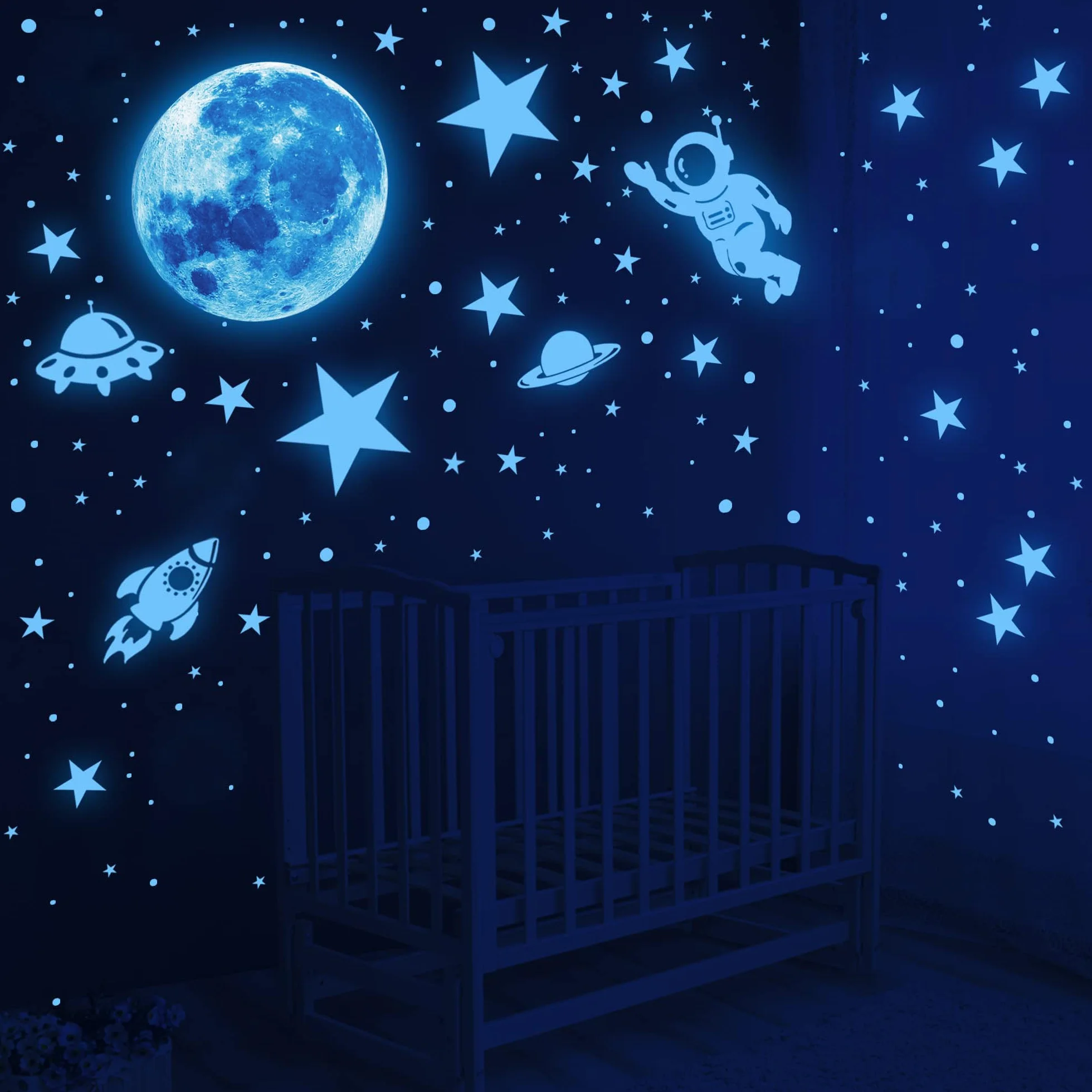 Autocollants Planètes Phosphorescentes 531 Pièces Stickers Muraux Décoration Chambre Enfants