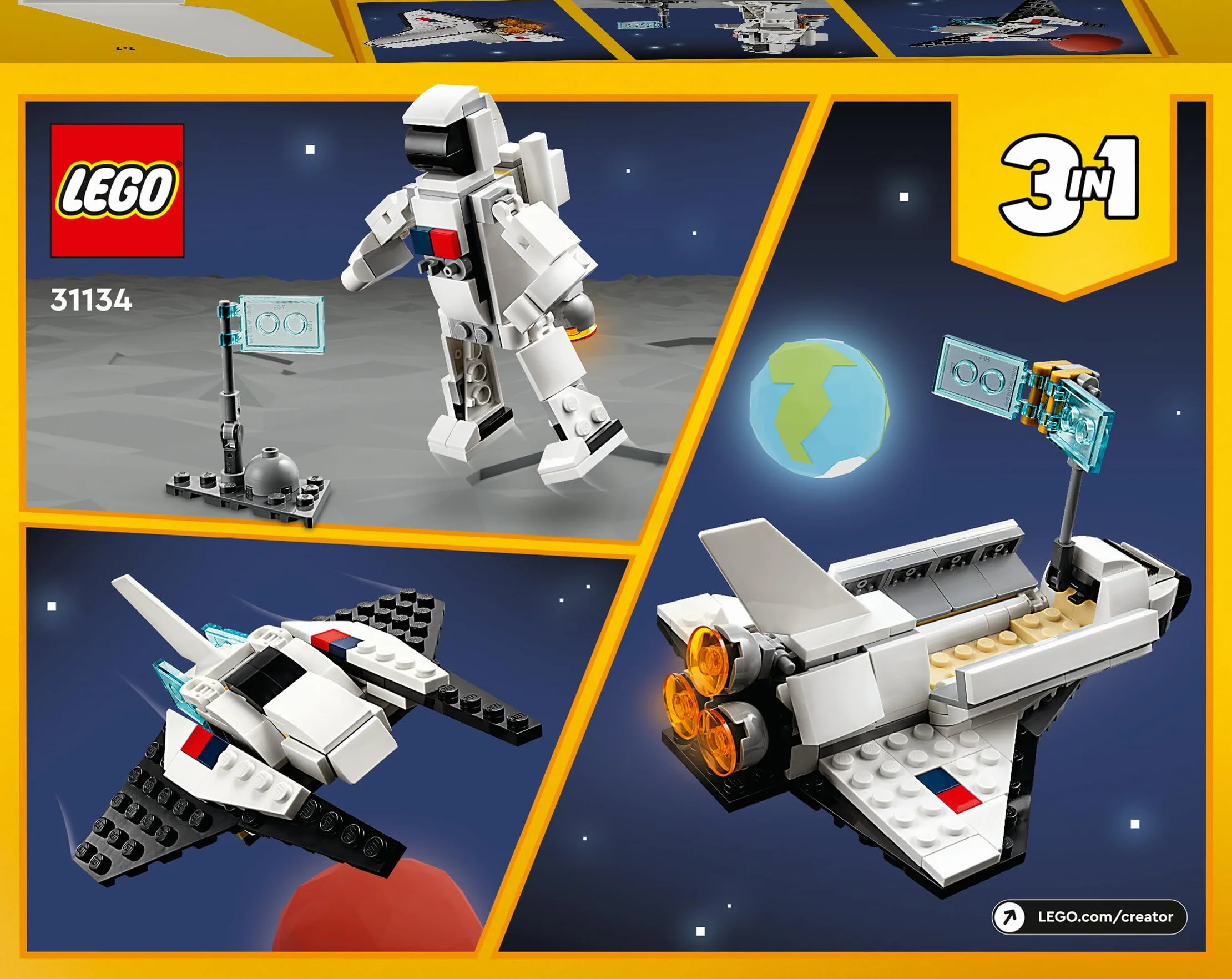 LEGO 31134 Creator 3-en-1 La Navette Spatiale, Jouet de Construction pour Enfants Dès 6 Ans