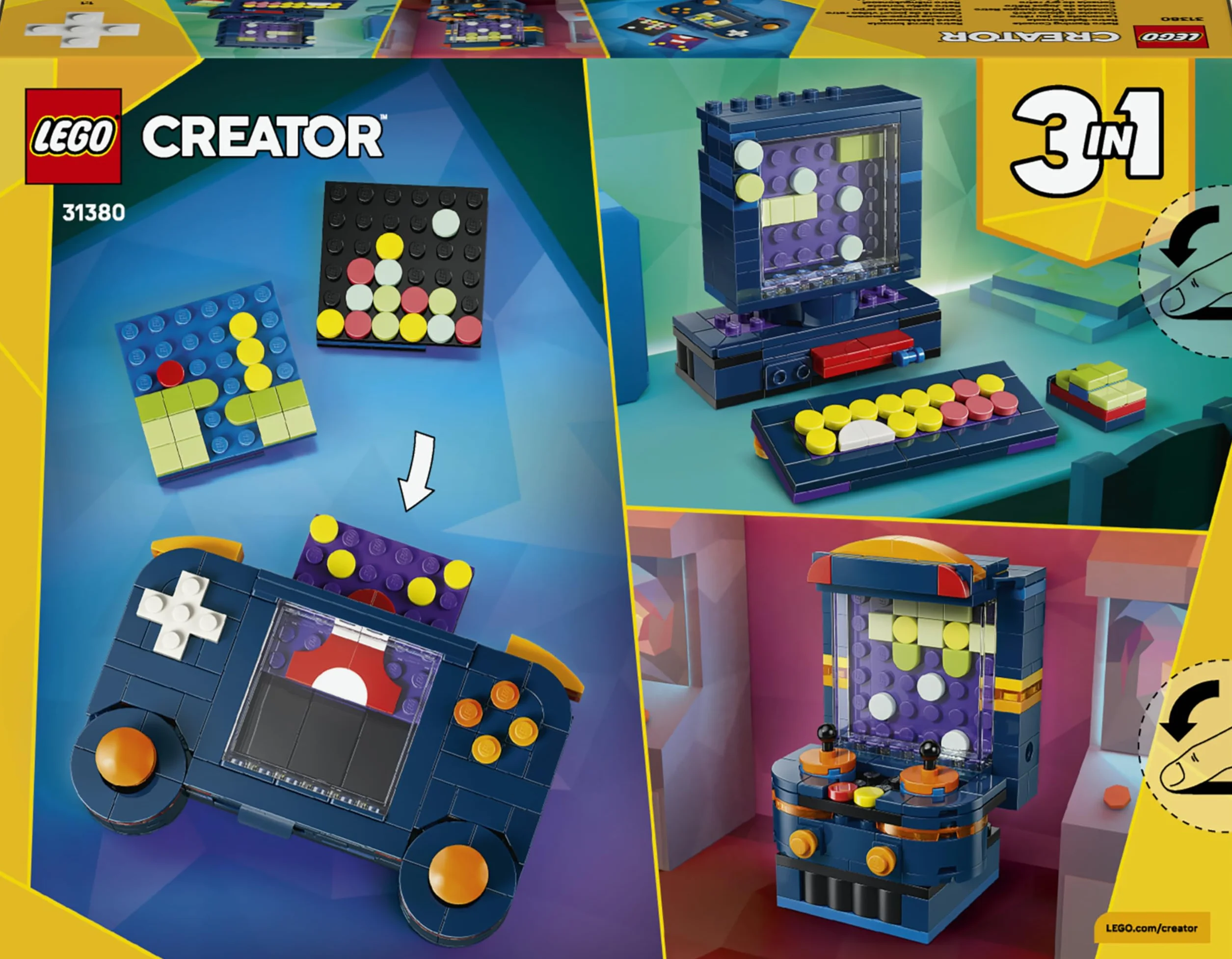 LEGO Creator 3-en-1 La Console de Jeu Rétro 31380 Jouet de Construction Borne d’Arcade Ordinateur Clavier Souris Cadeau Gaming 8 Ans