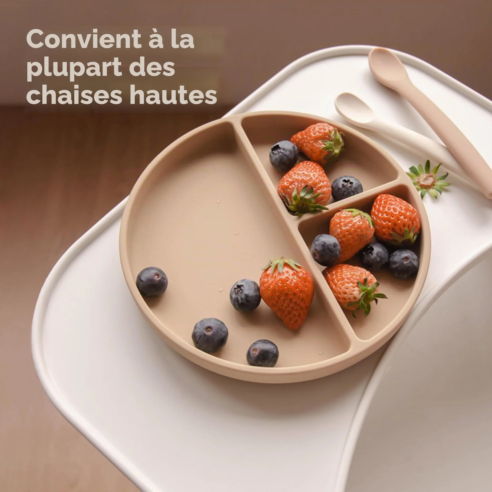 Moonkie Assiette Bébé Silicone avec Ventouse Lot de 2 Couvercle Antidérapante Menthe Bleu clair