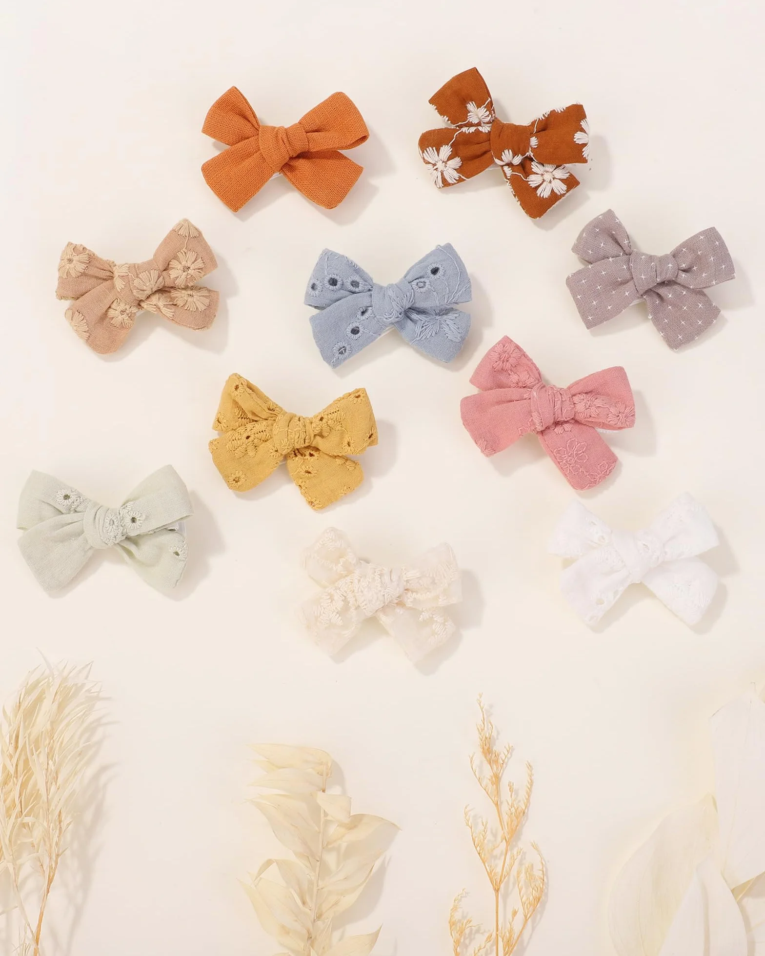 Jollybows 20pcs Barrette Cheveux Fille 5cm Pince Noeud Cheveux Bébé Crocodile Doublée Accessoires Enfant
