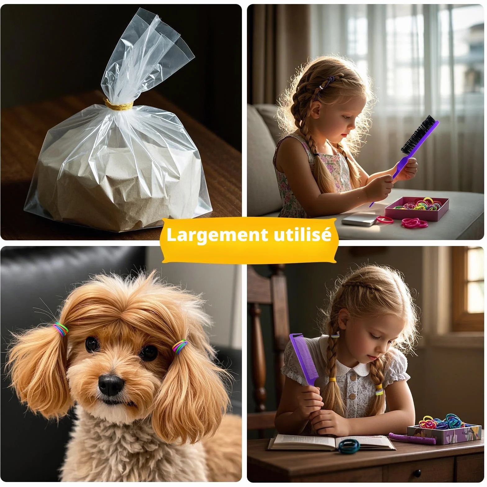 Mini élastiques pour cheveux 32 couleurs – Set coiffage 2000 pièces avec coupeur