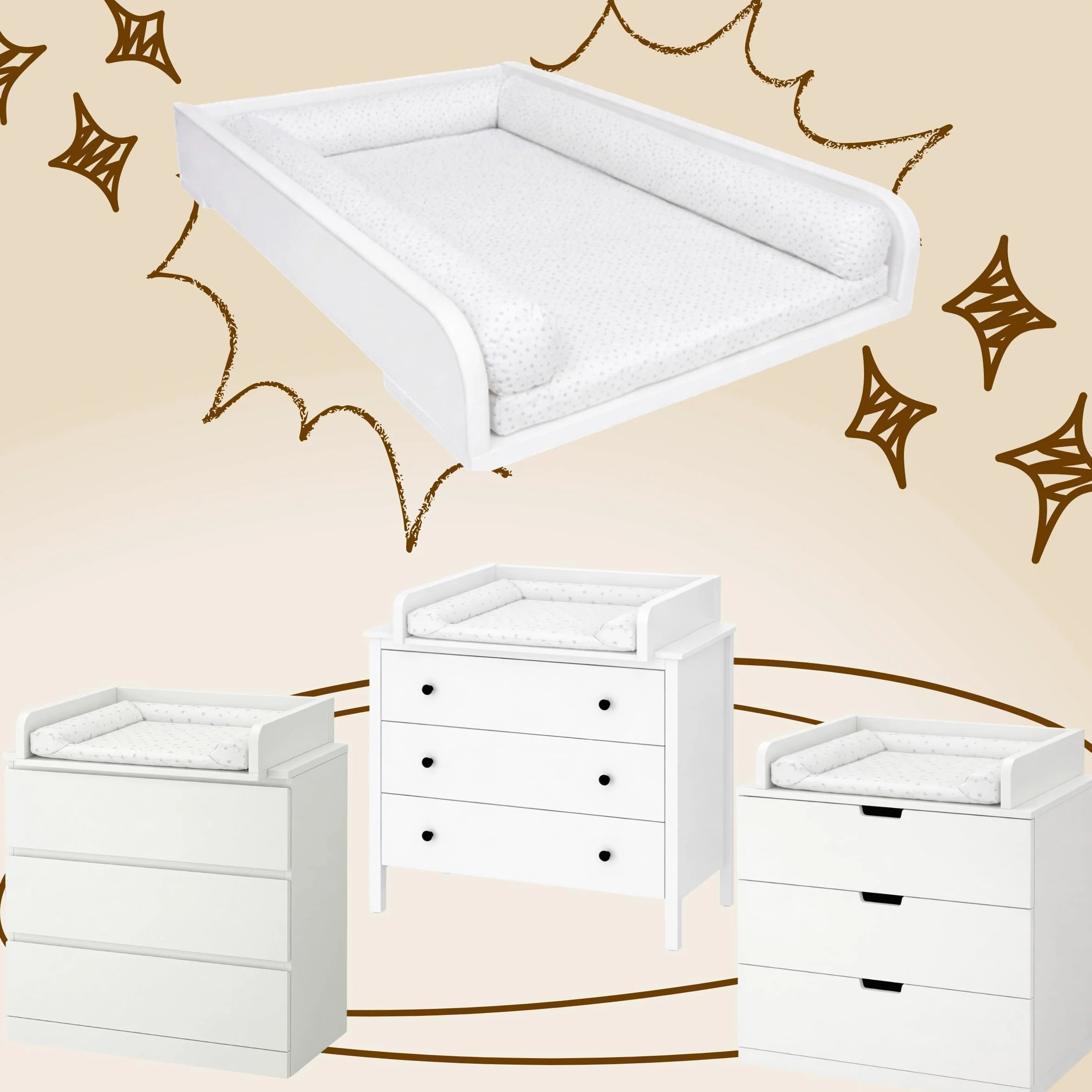 Table à langer bébé Blanc 53,2 x 70 cm Réglable extensible 34–50 cm Bords surélevés