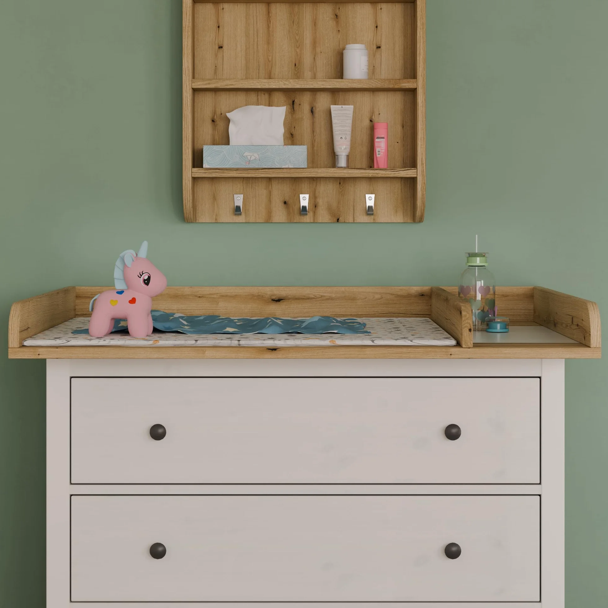 Plan à langer IKEA HEMNES rehausse commode 50 cm chêne 108×78 cm