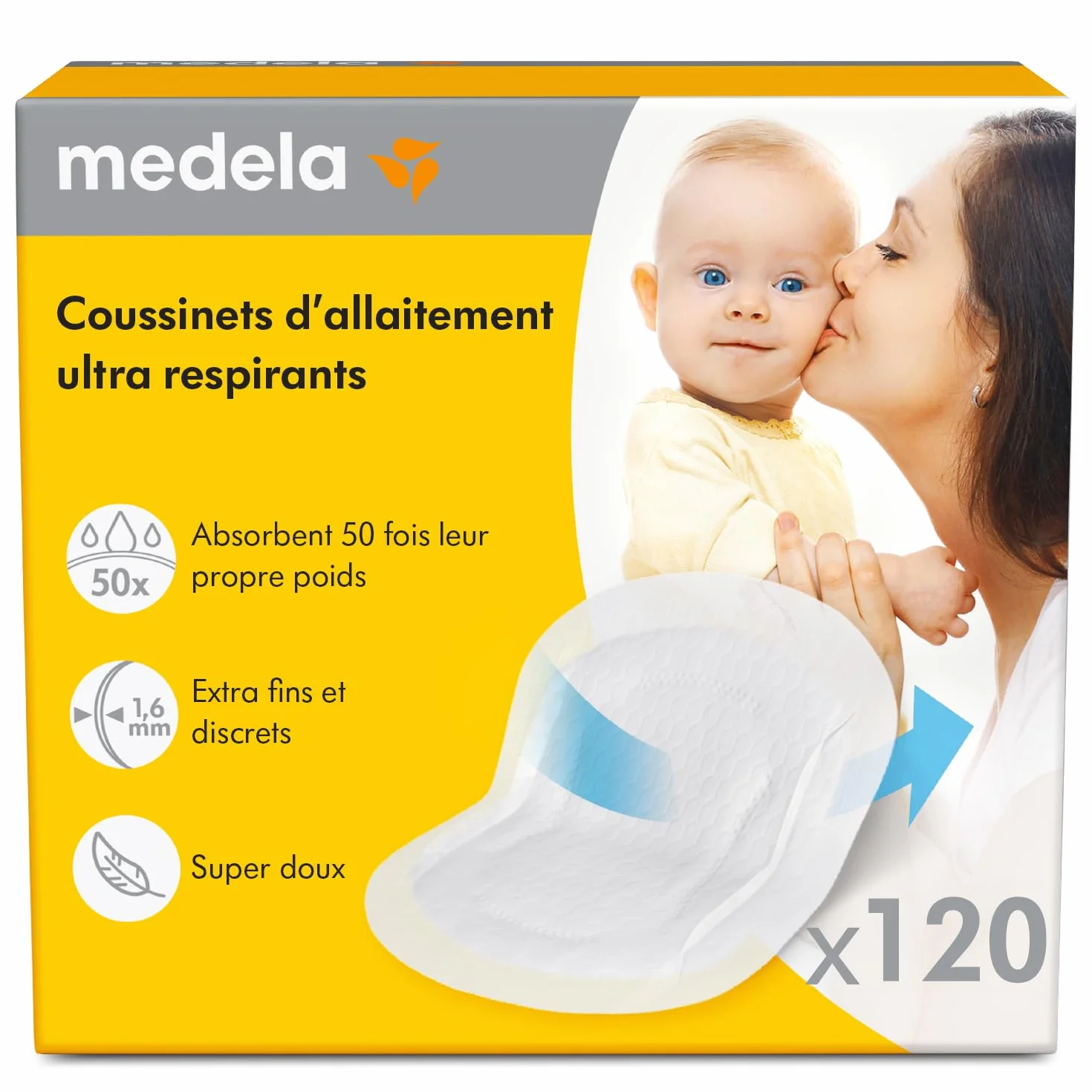 Medela coussinets d'allaitement ultrarespirants absorbants discrets lot de 120
