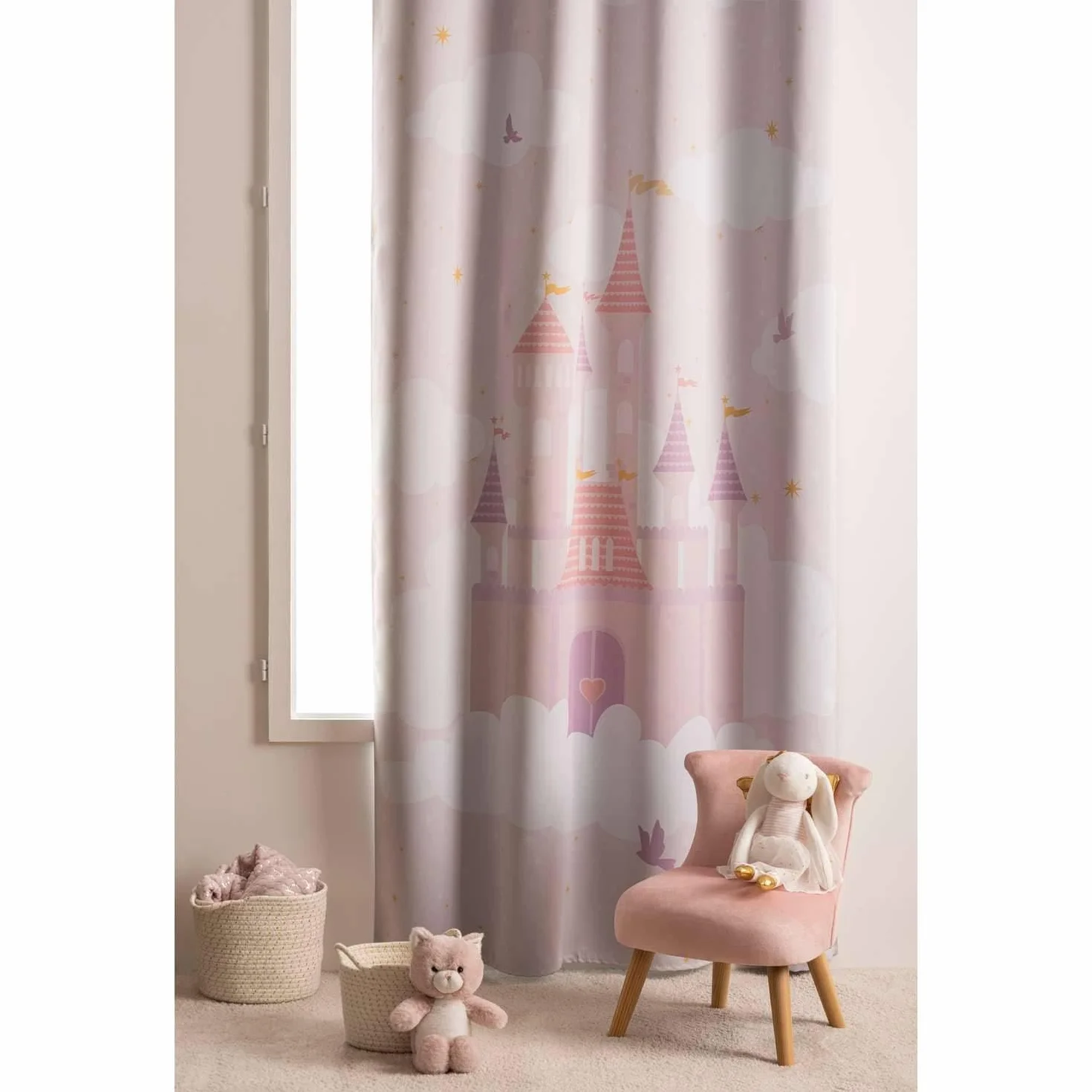 Atmosphera Kids Rideau occultant Enfant Château 135 x 260 cm Rose