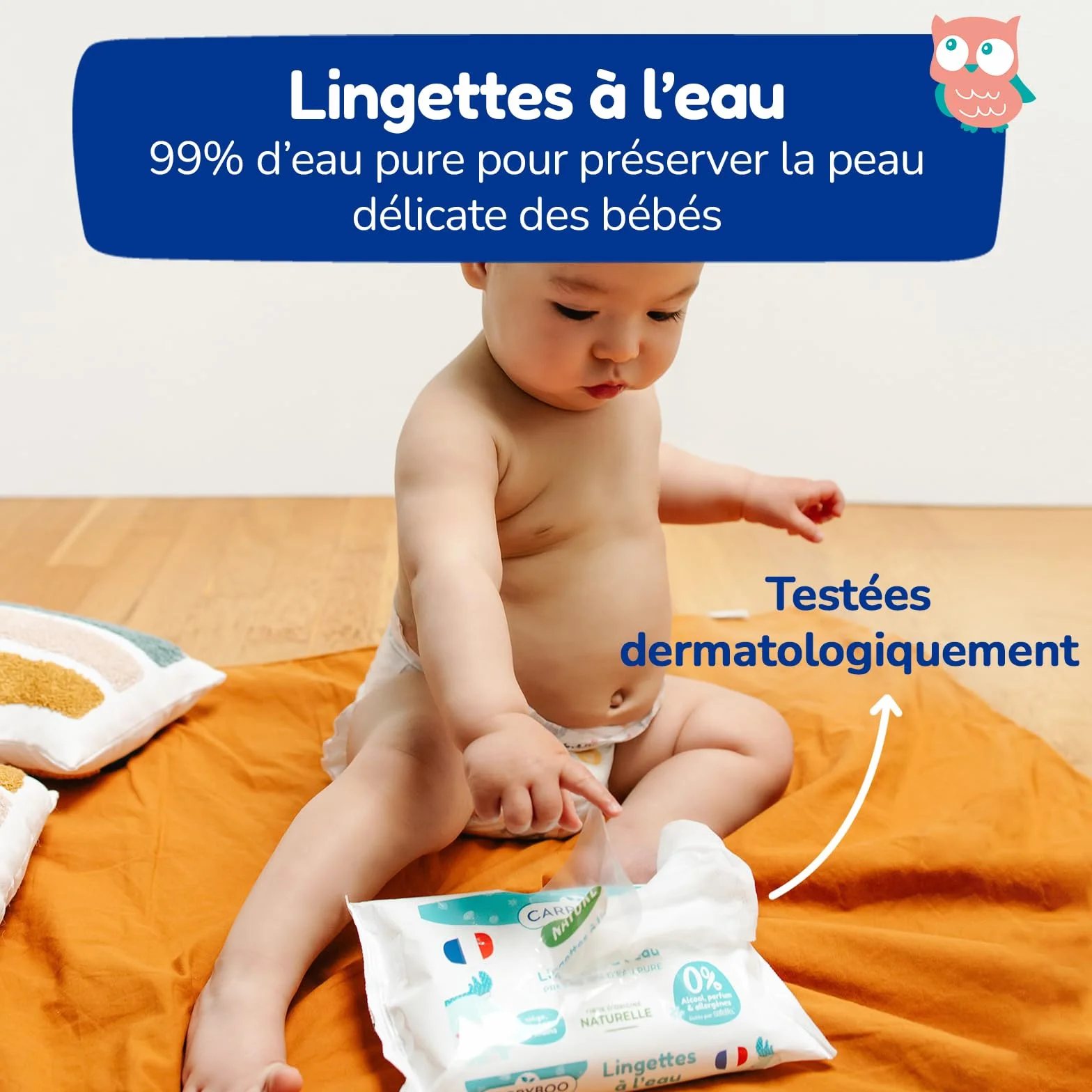 Lingettes à l’Eau pure 4x58 - Lingette Bébé Fibre 100% Naturelle - Serviettes Nettoyantes Sans Allergènes - Soin Bébé Peaux Normales & Fragiles