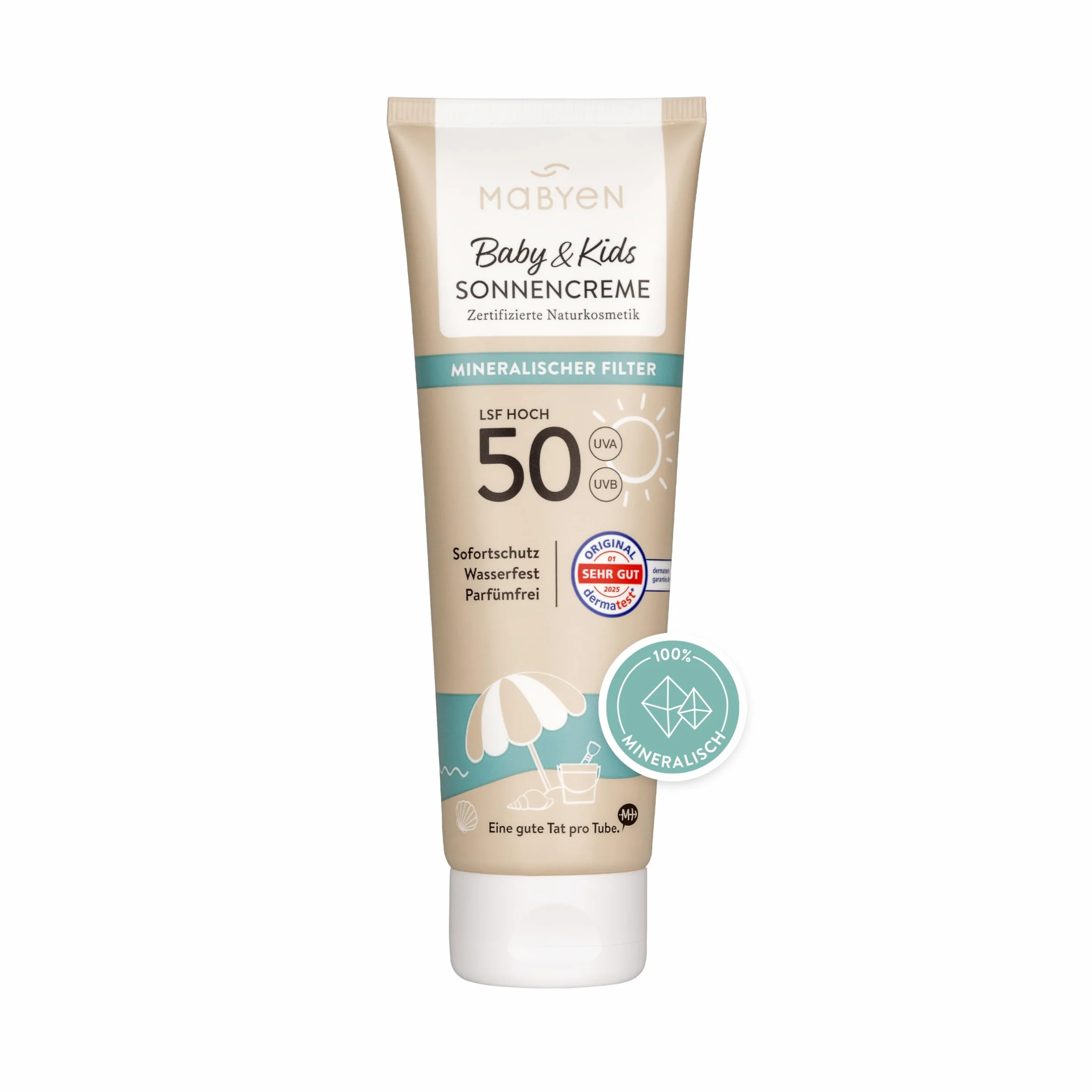 MABYEN Crème Solaire Bébé & Enfants SPF 50 Protection Minérale Résistante à l'Eau