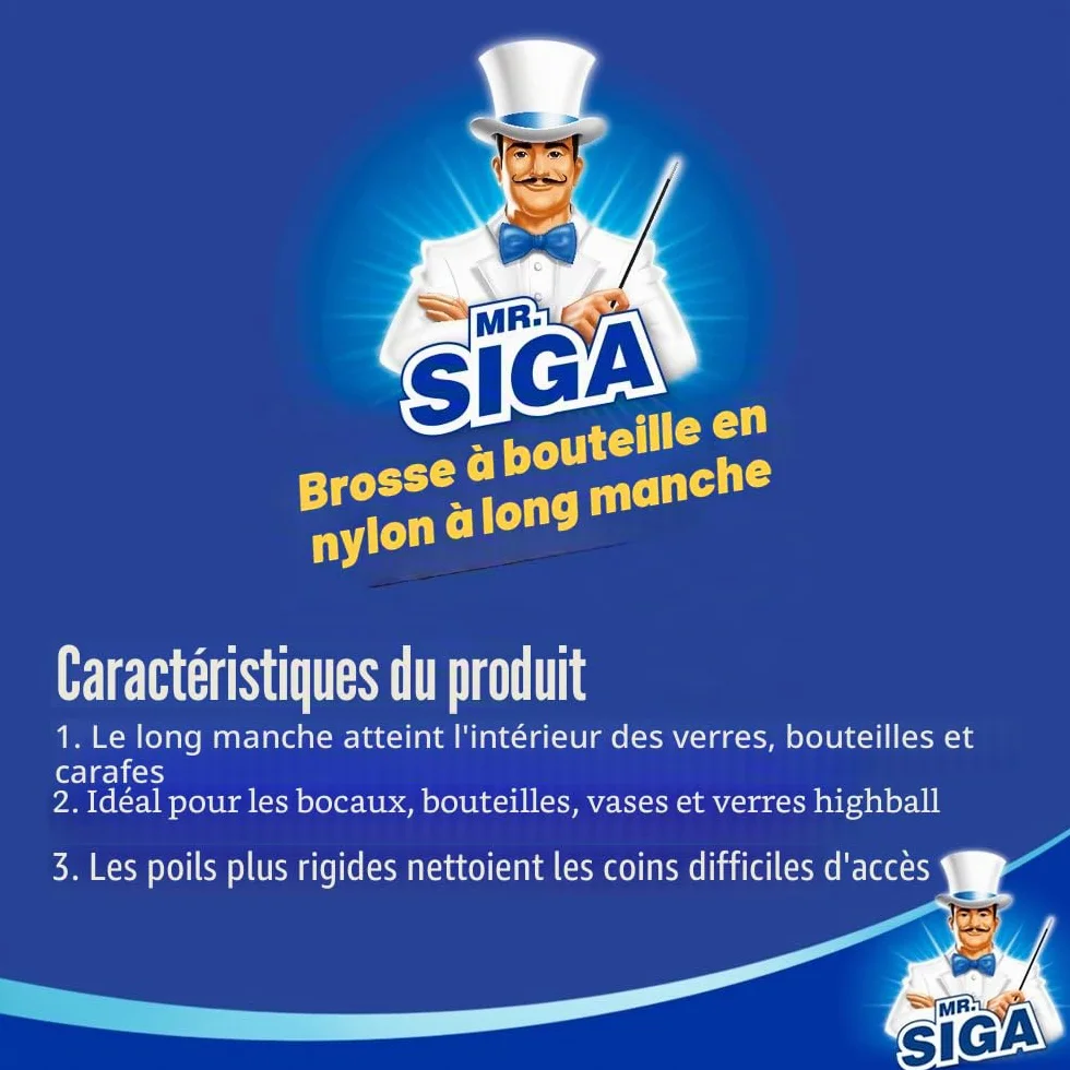 MR.SIGA Goupillon Bouteille Long Manche Brosse Biberon Thermos Tasse