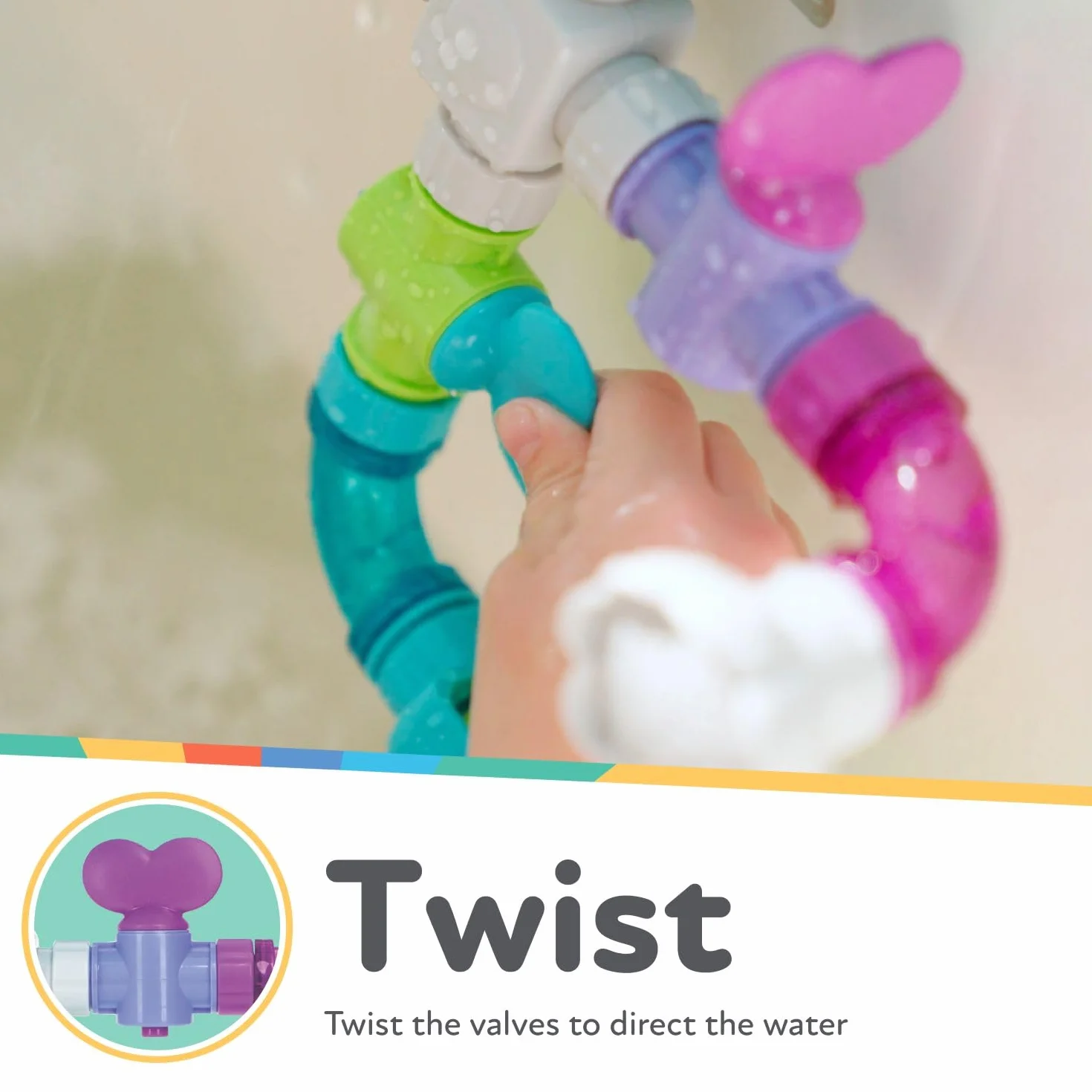 Nuby Wacky Waterworks Jouet de Bain 10 Pièces Emboîtables +18 Mois