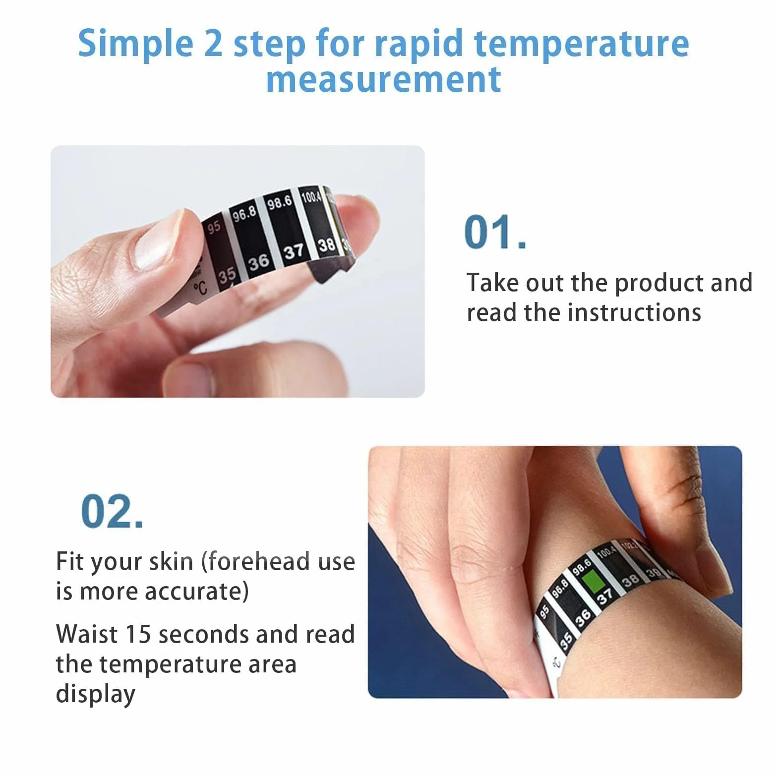 Lot De 20 Bandes De Température, Thermomètre Frontal Réutilisable, Patch Pour Fièvre, Termometre Médical Pour Bébé