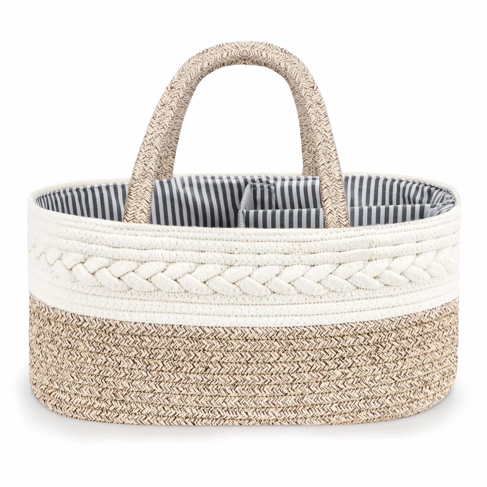 Maliton Panier Rangement Bébé avec Compartiments en Corde Coton pour Nouveau-né