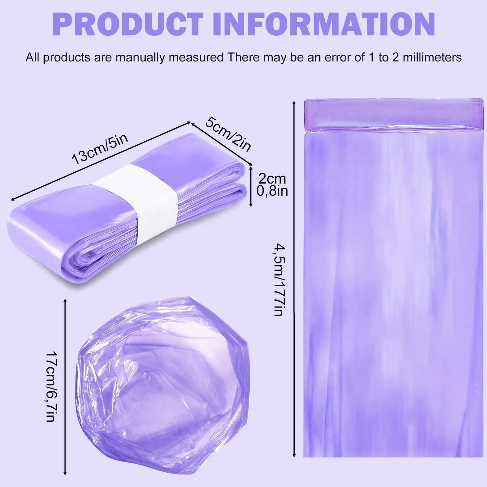 Sac Poubelle Couche Grande Capacité 12 Recharge, Résistant Anti-Odeur, Compatible Seaux à Couches (Violet)