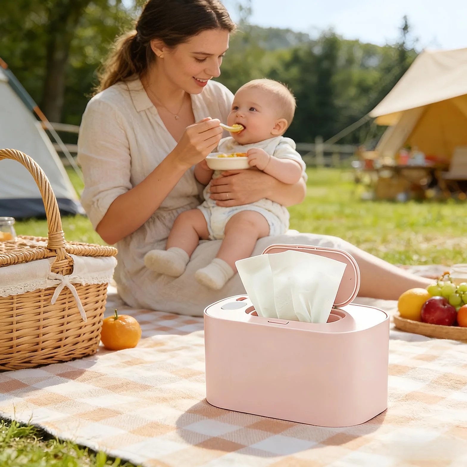 Chauffe-lingettes pour bébé 270 g portable chaleur douce tissus humides soins