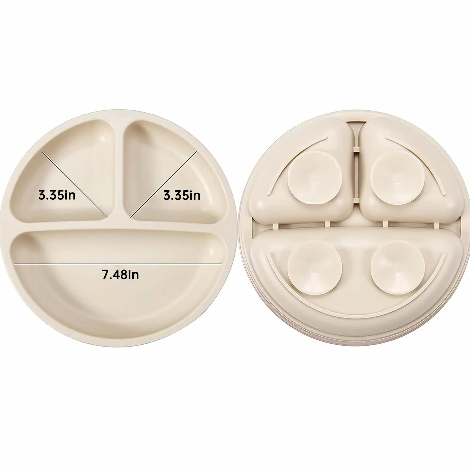 PandaEar Ensemble Repas Bébé Silicone - 2 Assiettes 2 Bols 2 Gobelets 2 Cuillères 2 Fourchettes Bleu Blanc