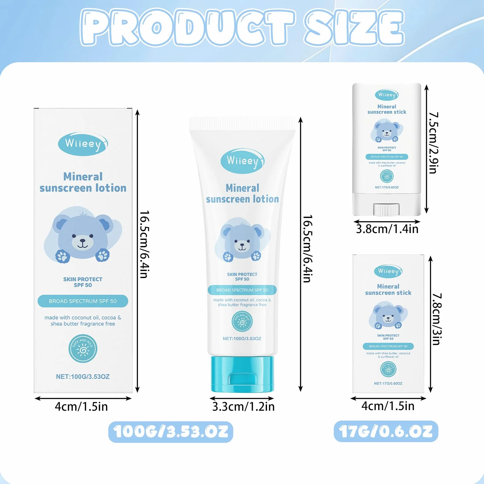 Creme Solaire Bebe & Enfant SPF50+ 100g + Stick Solaire Enfant 17g, Protection UVA & UVB, Vegan, Sans Parfum
