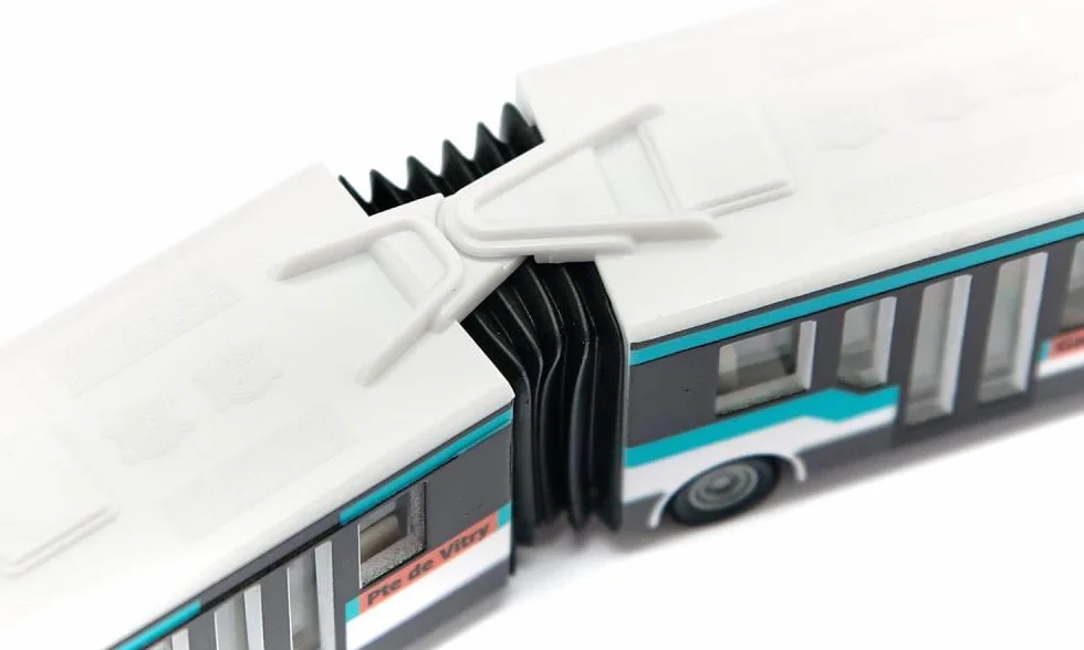 Siku Autobus Articulé À Soufflet Métal Plastique Blanc Turquoise Pneus Caoutchouc Véhicule Jouet Enfants