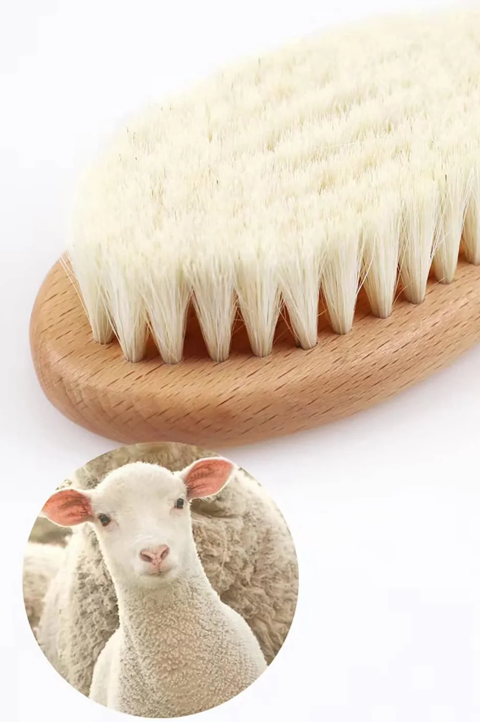 Brosse à cheveux pour bébé en bois et poils de chèvre super doux, marron