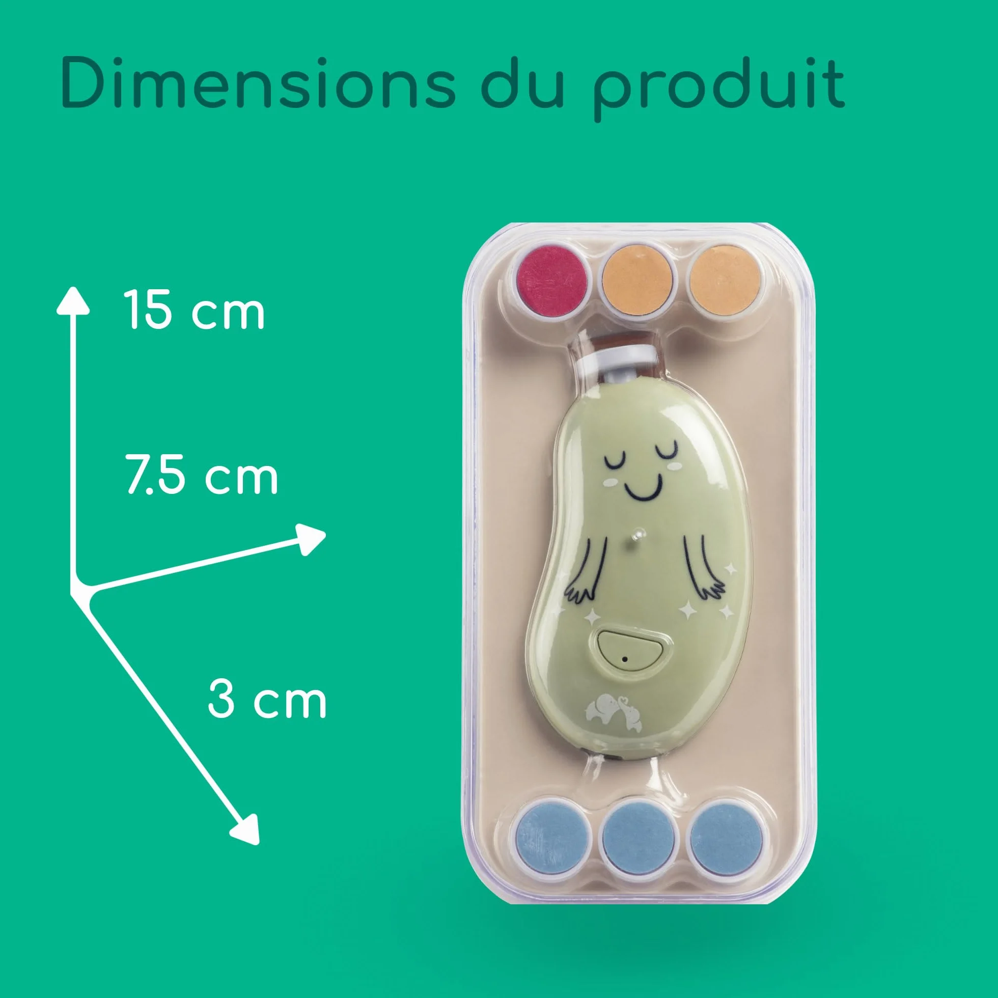 Bebeconfort Lime à Ongle Électrique Bébé, 7 Limes, Recharge USB-C, 3 Vitesses, LED Intégrée, Vert