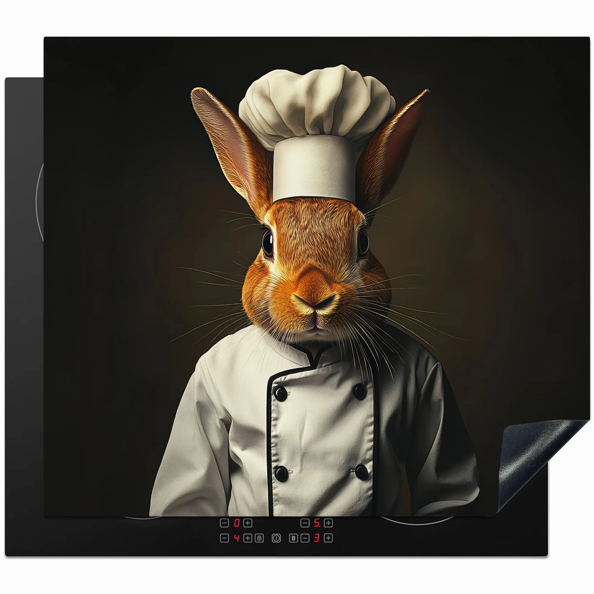 Protection Plaque Induction 60x52 cm KitchenYeah Cache Protège De Cuisson Lapin Cuisinier
