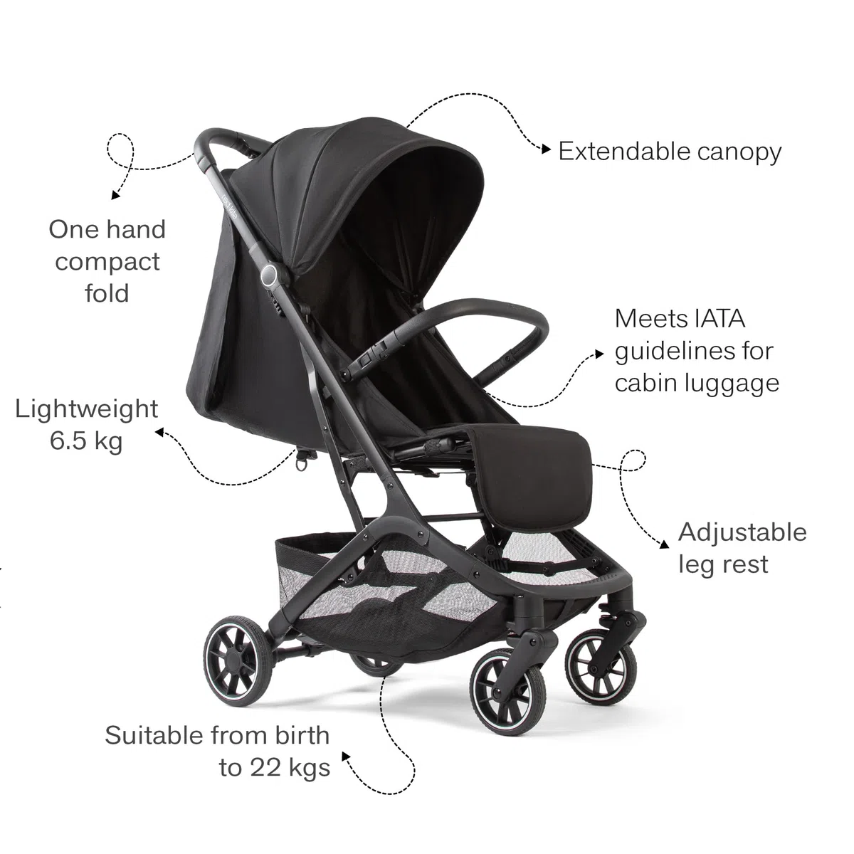 Red Kite Poussette pliable Push Me Explor ultra compacte – Noir