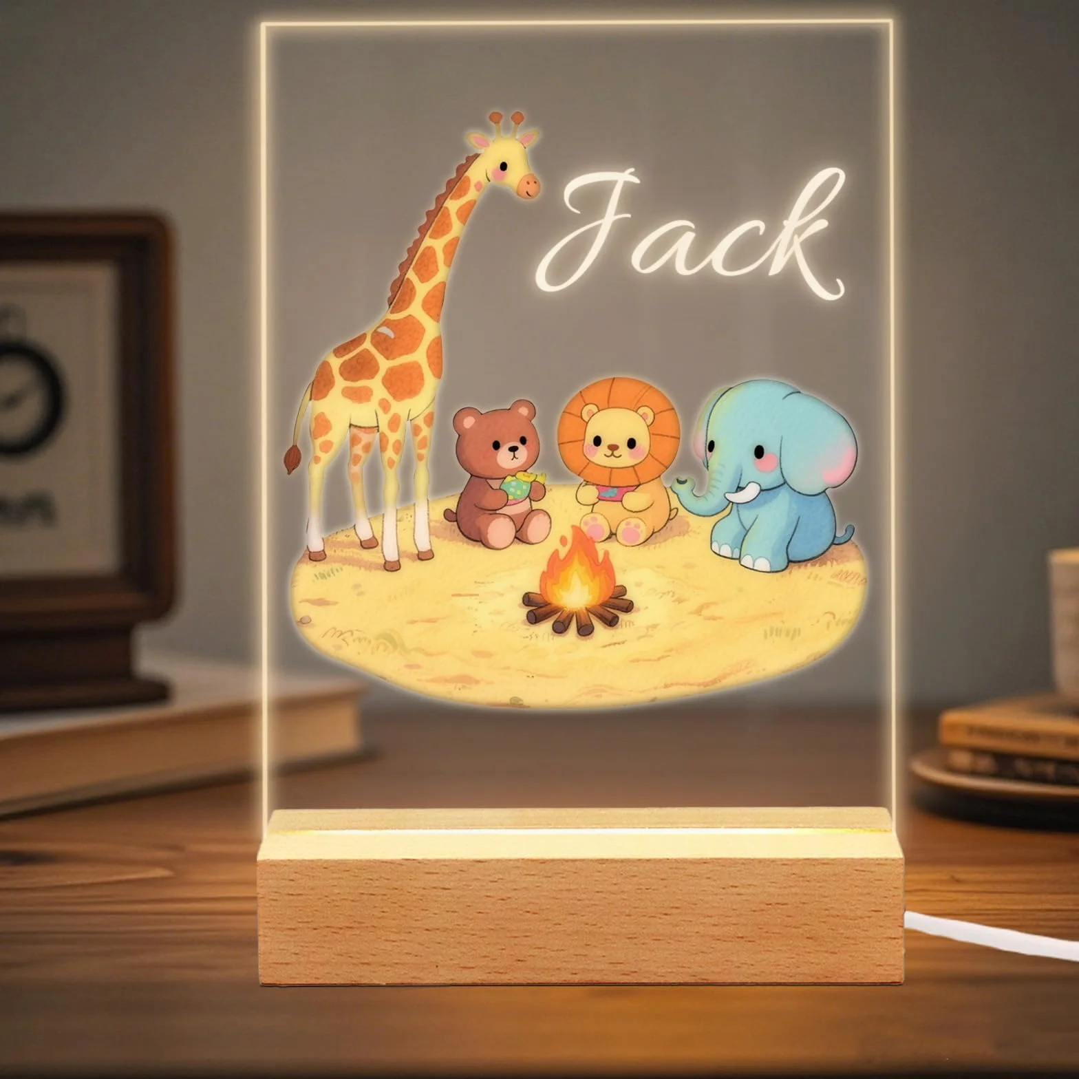 Lampe de Chevet Personnalisée pour Enfant, Cadeau Bébé, Souvenir de Baptême