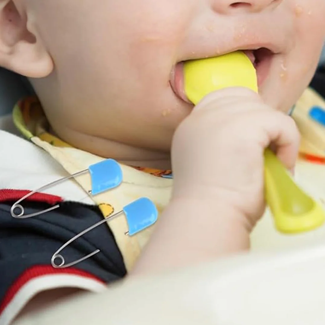 Épingle à Nourrice Acier Inoxydable 100 Pièces avec Fermeture Verrouillable pour Bébé