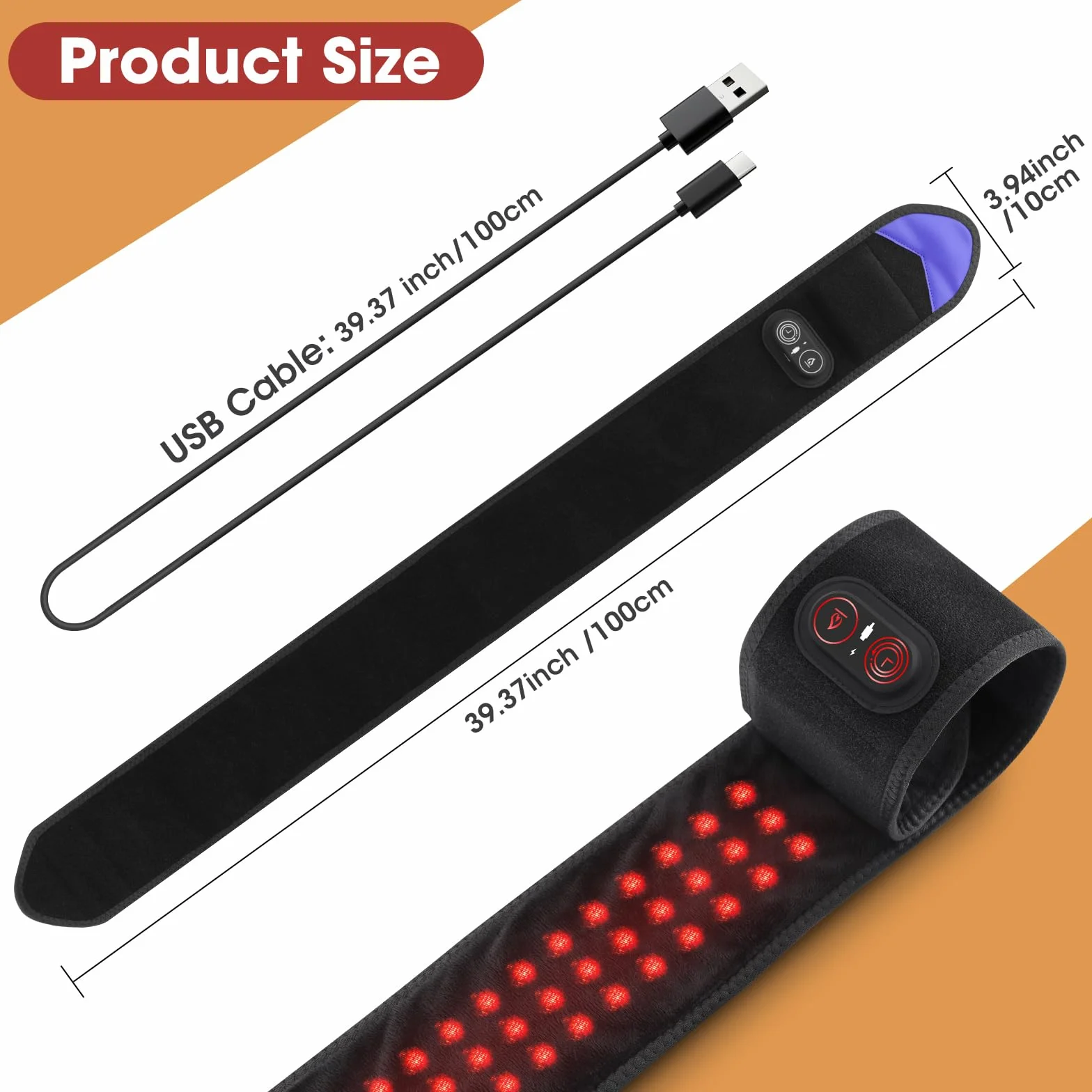 Coussin Chauffant Sans Fil, Thermique Réglable Poignet Coude Jambe Cheville, Ceinture Chauffante Portable 3 Niveaux 3 Réglages Batterie 5000mAh