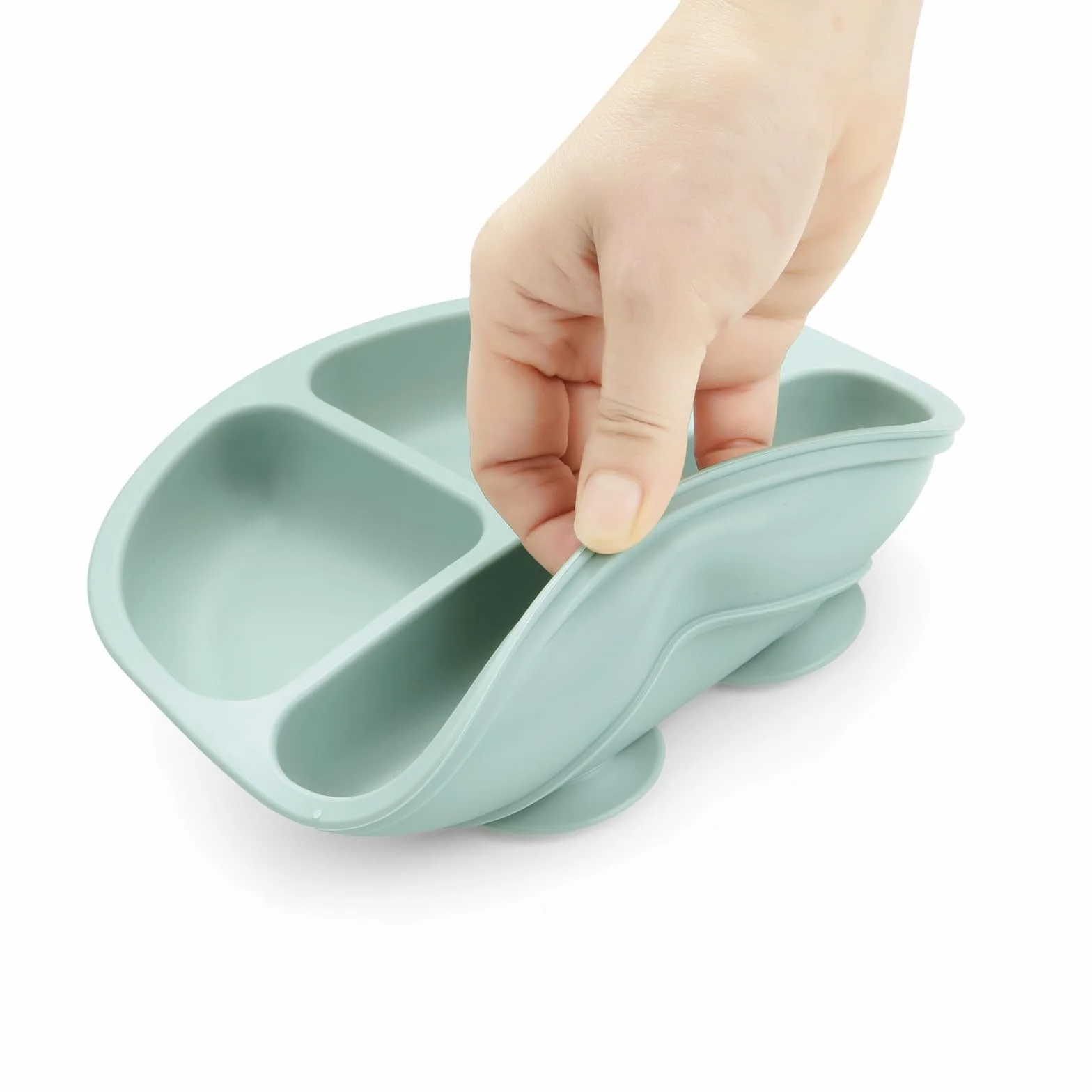 PandaEar Set de Vaisselle pour Bébé - 2 Assiettes Divisées en Silicone avec Ventouse, 2 Cuillères et Fourchettes
