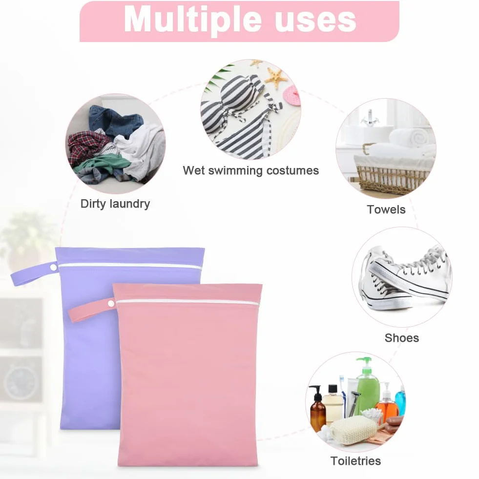 Sac Linge Sale Étanche Lavable avec Poignée et Fermeture Éclair pour Maillots de Bain Mouillés