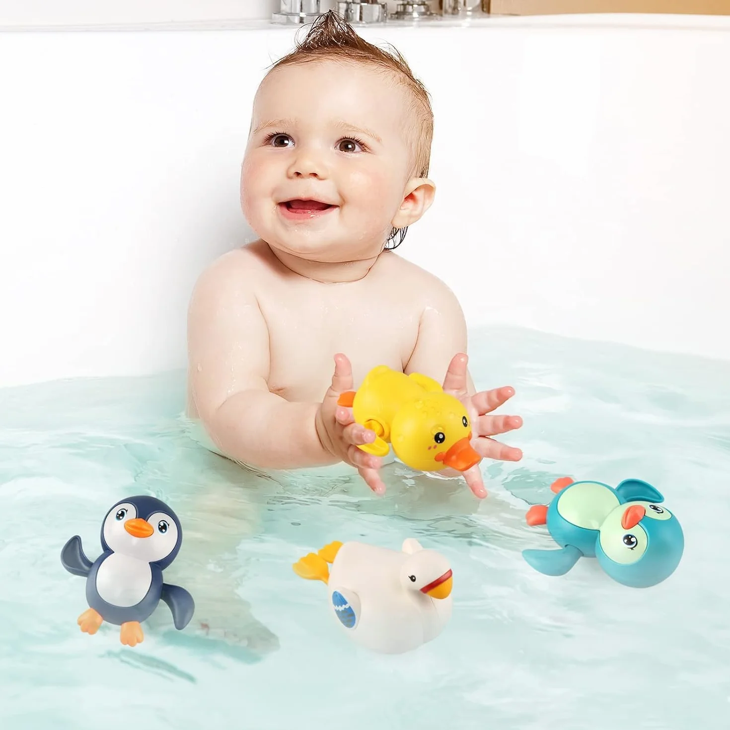 Jouets de Bain 4 Pièce pour Enfants 1-4 Ans, Jouets Flottants d'Eau, Cadeau Garçon Fille