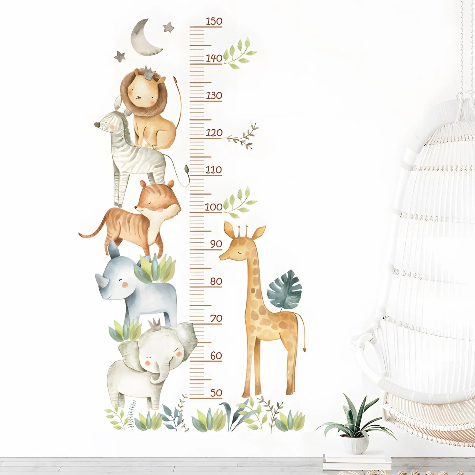 Sticker mural toise de mesure enfants 50-150 cm animaux forêt