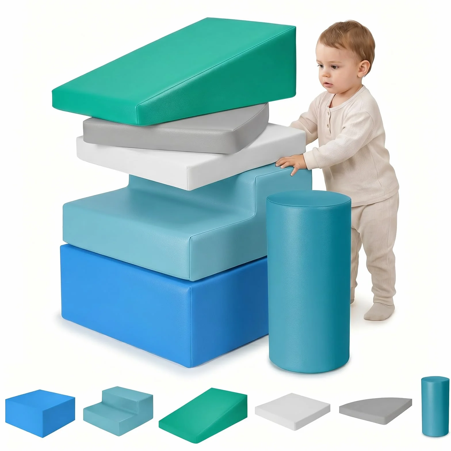 JungleDove Parcours Motricité Bébé 6 Pièces Blocs Mousse Éducatifs Structure d'escalade Antidérapante