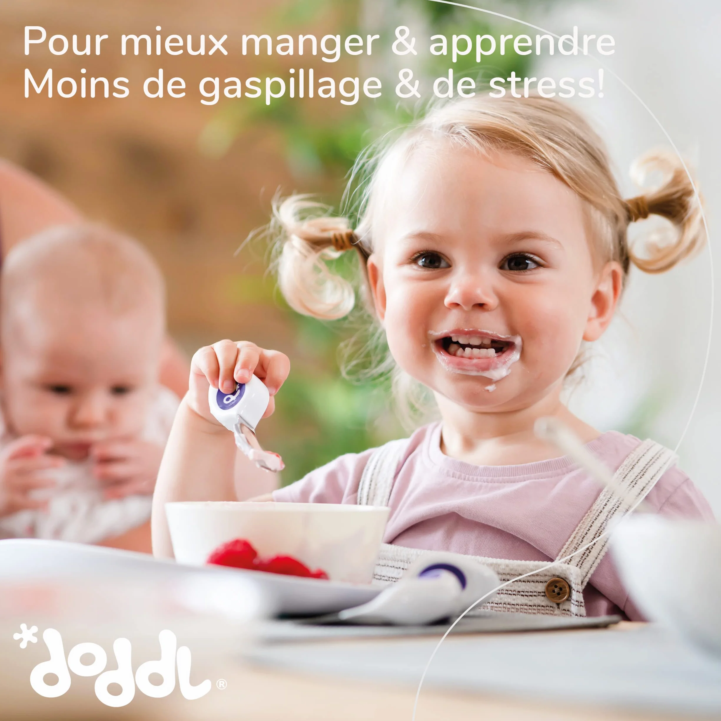 Ensemble 2 pièces cuillère fourchette doddl - Couverts pour tout-petit, ustensiles sevrage 1 an+ Aqua