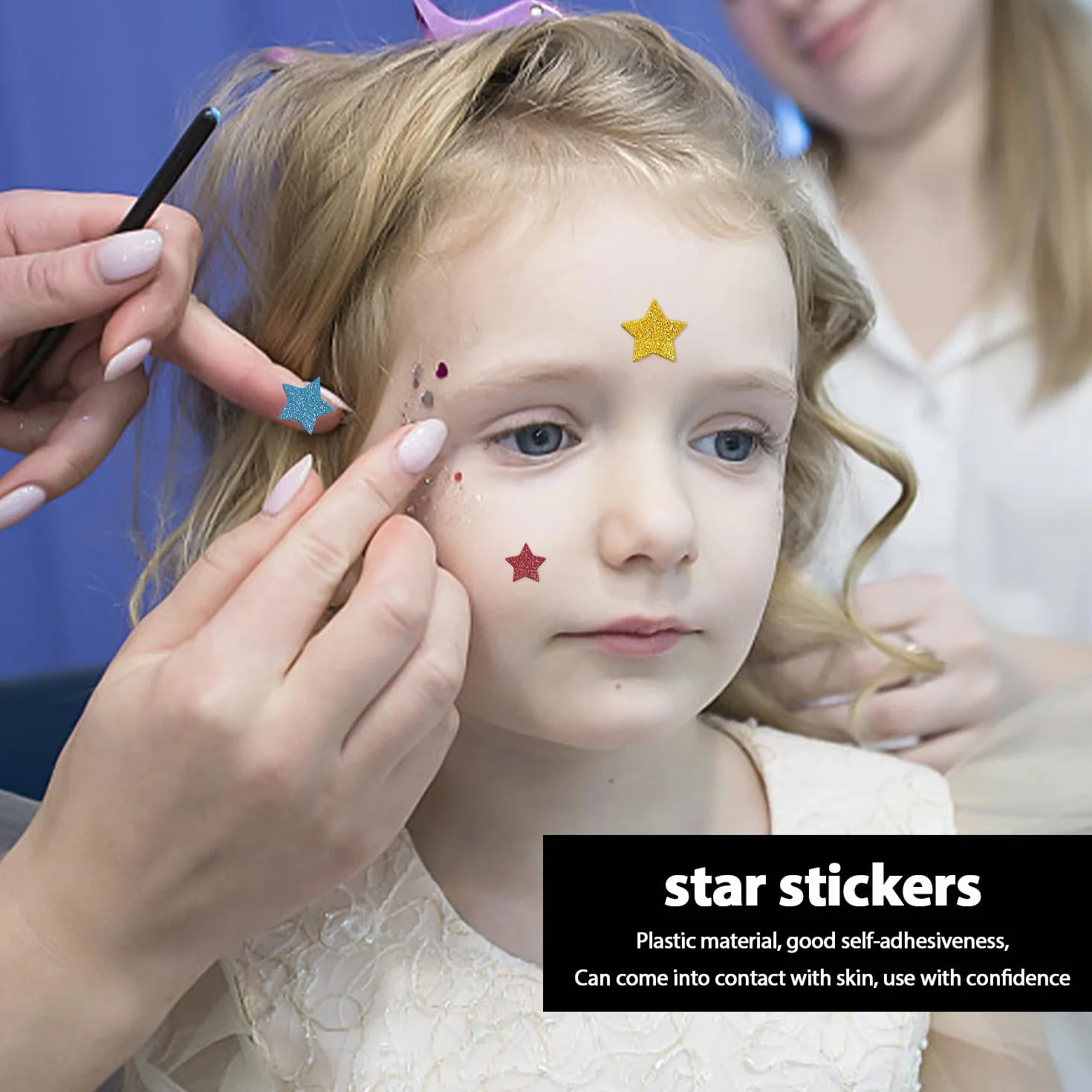 Autocollants à paillettes étoiles à cinq branches - Lot de 180 - Décoration de fête pour enfants