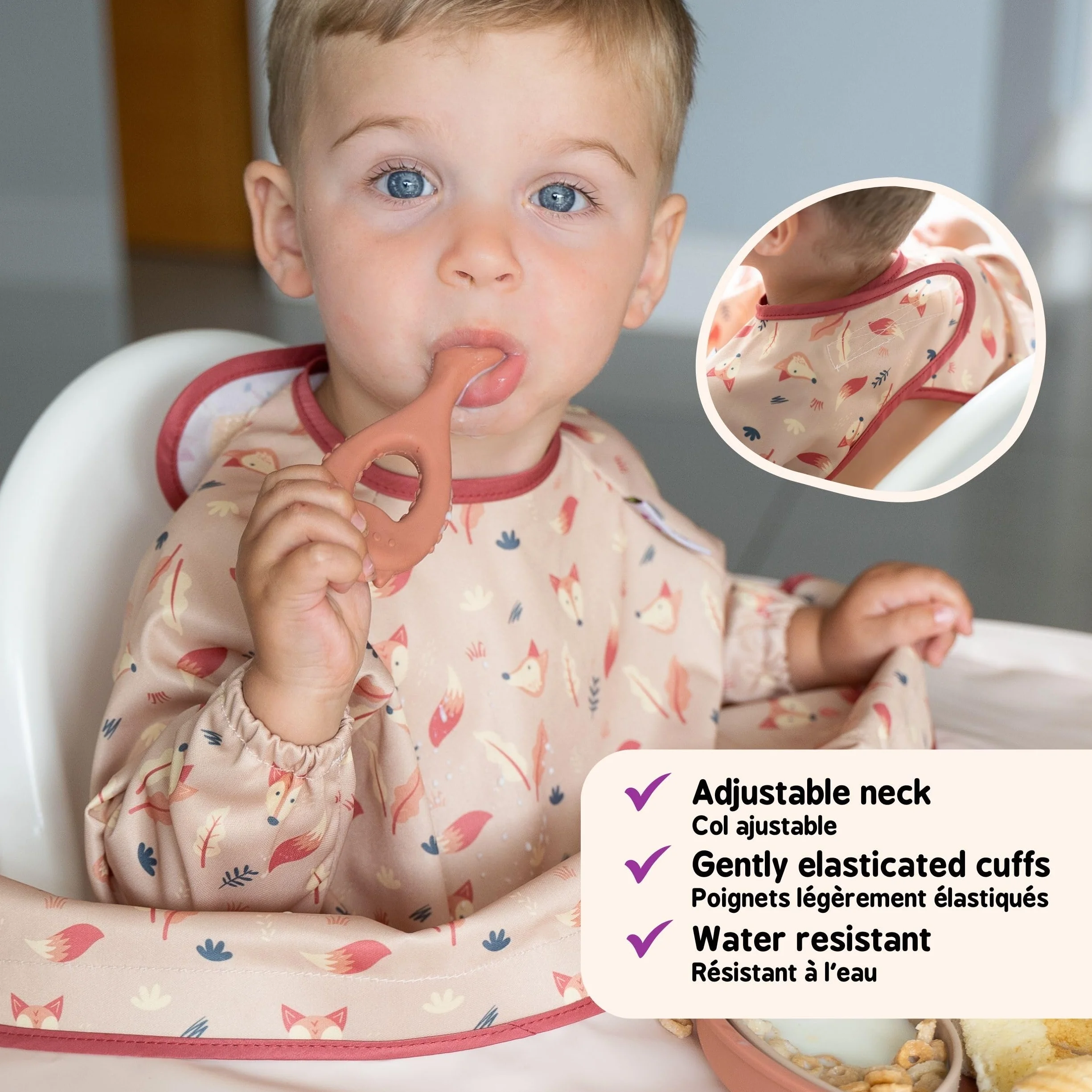 Tidy Tot Bavoir Manches Longues Bébé DME Protection Anti-Salissures Dès 4 Mois