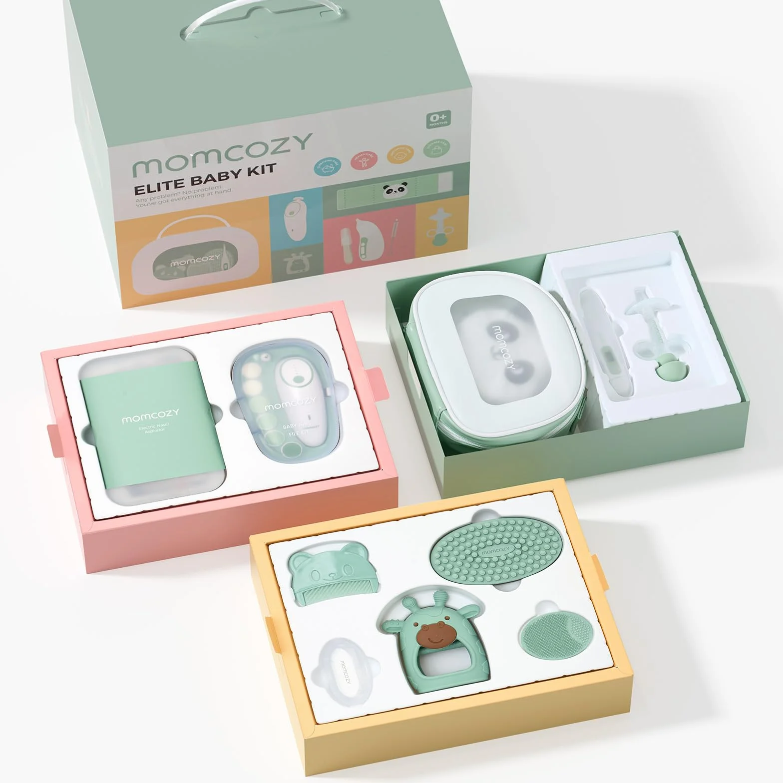 Momcozy Elite Baby Kit, Cadeau de Qualité Supérieure pour Toilettage, Santé et Nettoyage de Bébé, Idéal pour Baby Shower, Inclut Lime à Ongles et Aspirateur Nasal Électrique