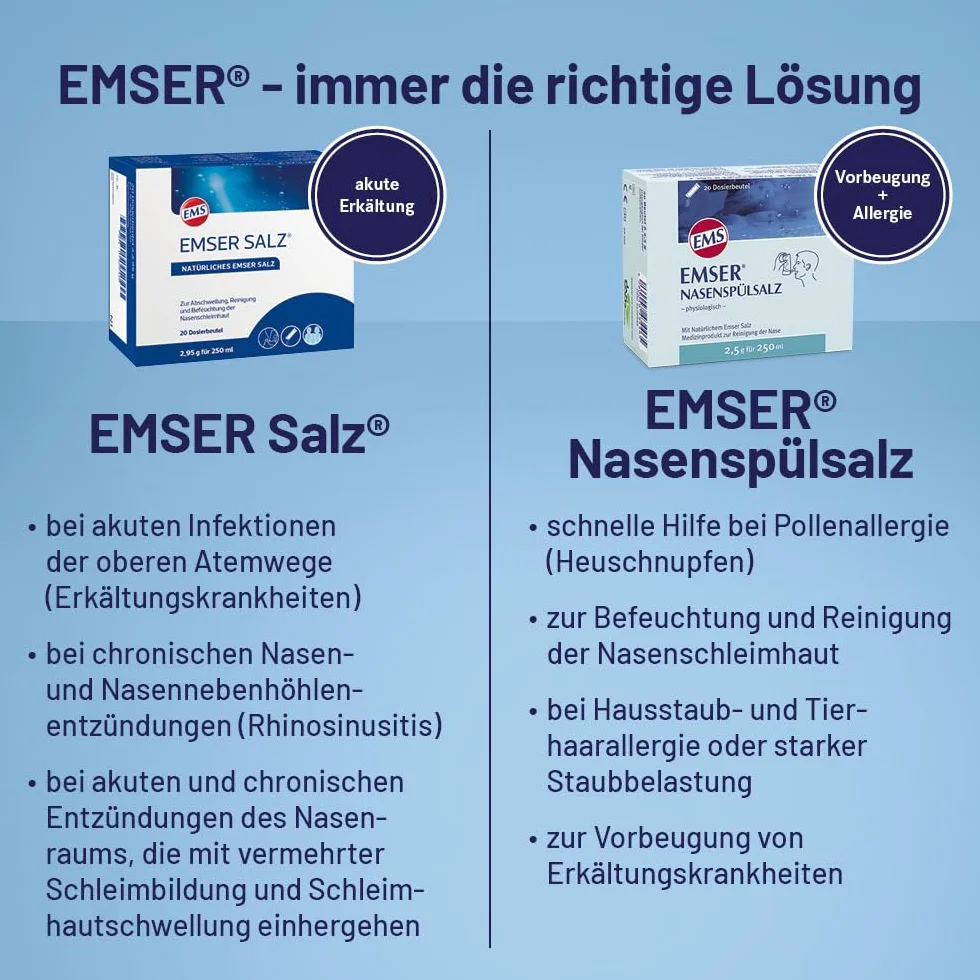 EMSER Nasendusche nasales Reinigungs-Set mit Spülsalz-Beuteln, 1 Stück