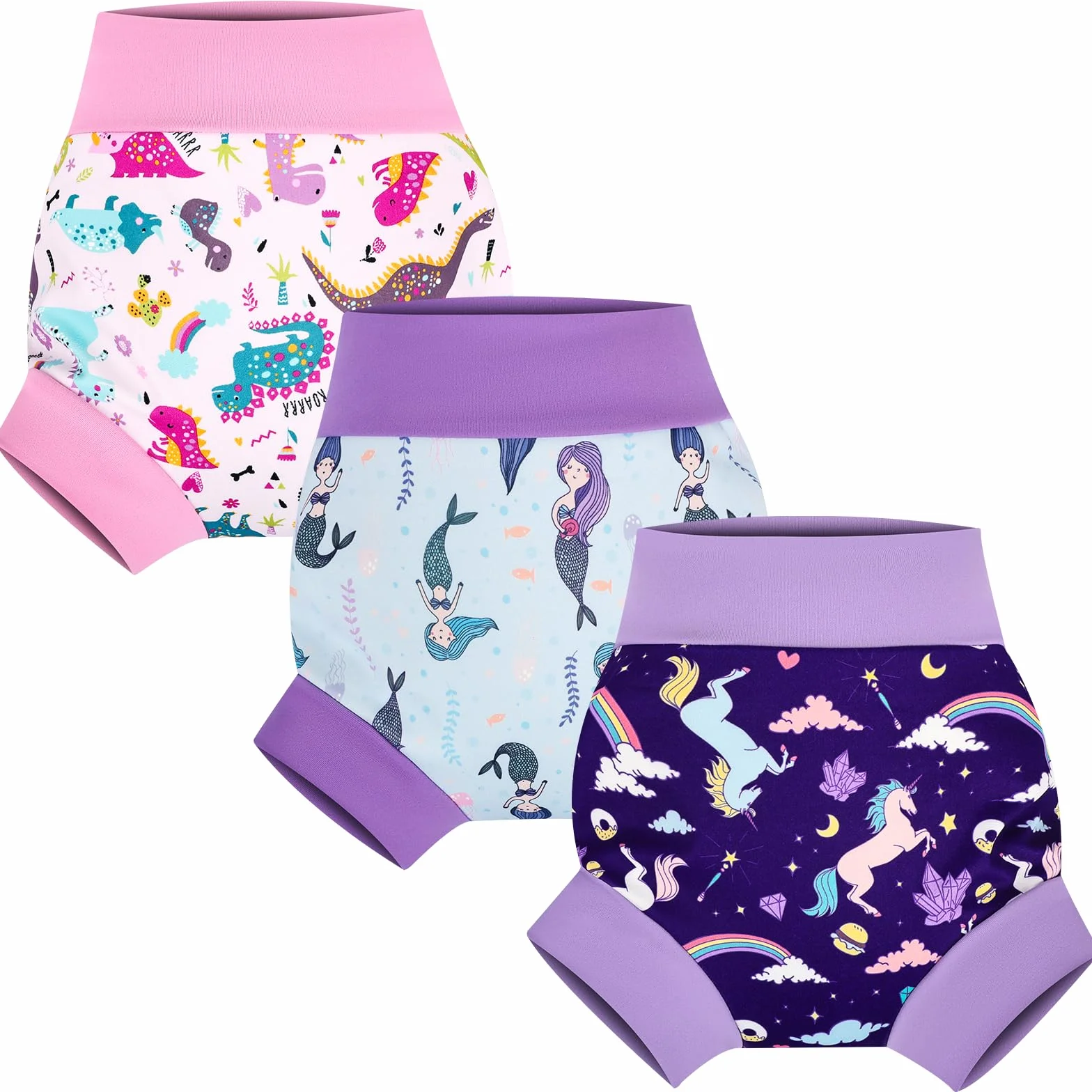 Couche de Bain Bébé Lavables Imperméable, 3 Paquets Anti-fuite Culotte de Bain Réutilisable pour Enfant, 3-4 ans