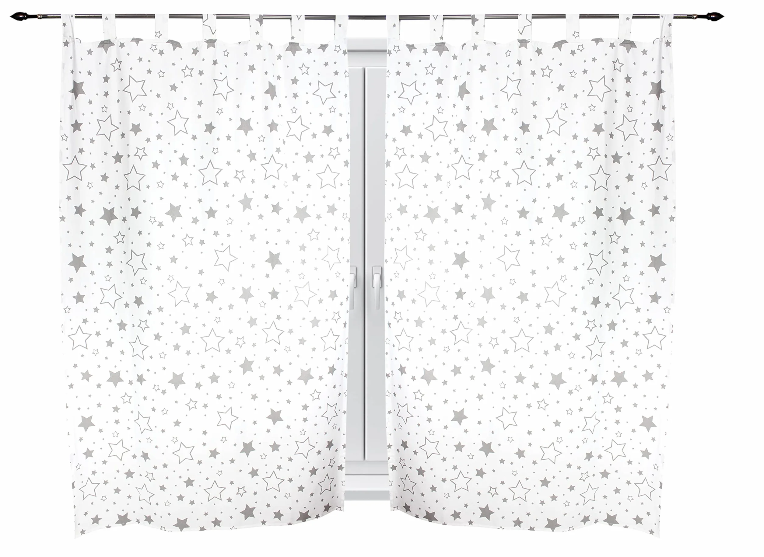 TupTam Rideaux pour Chambre d'enfant avec Passants 2 pcs, Gris/Galaxy, 155x95 cm