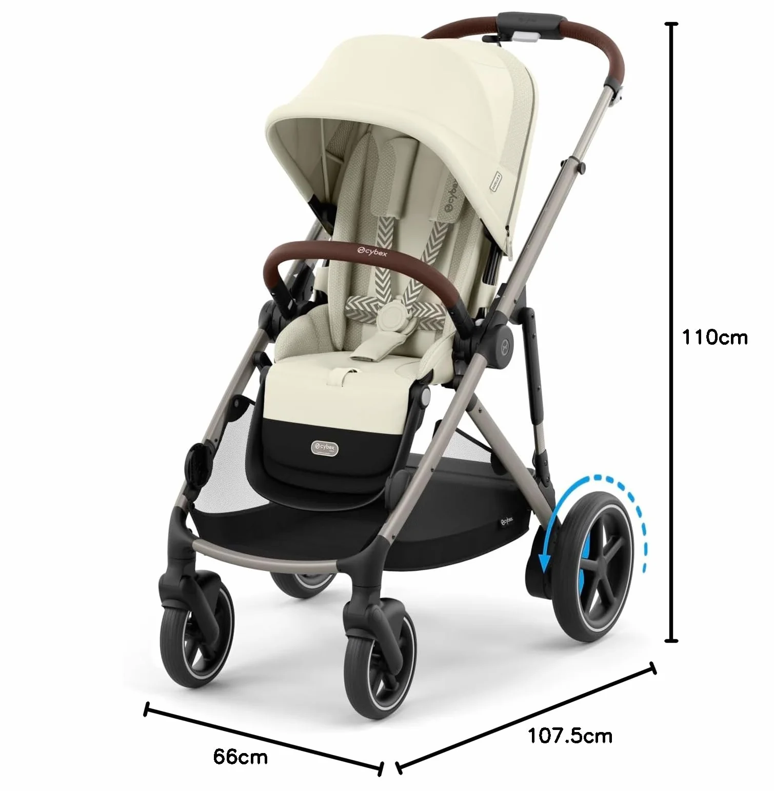 CYBEX Poussette Gold e-GAZELLE S, de la naissance à 4 ans, max. 22 kg, système tout-en-1 avec propulsion électrique, Beige coquillage