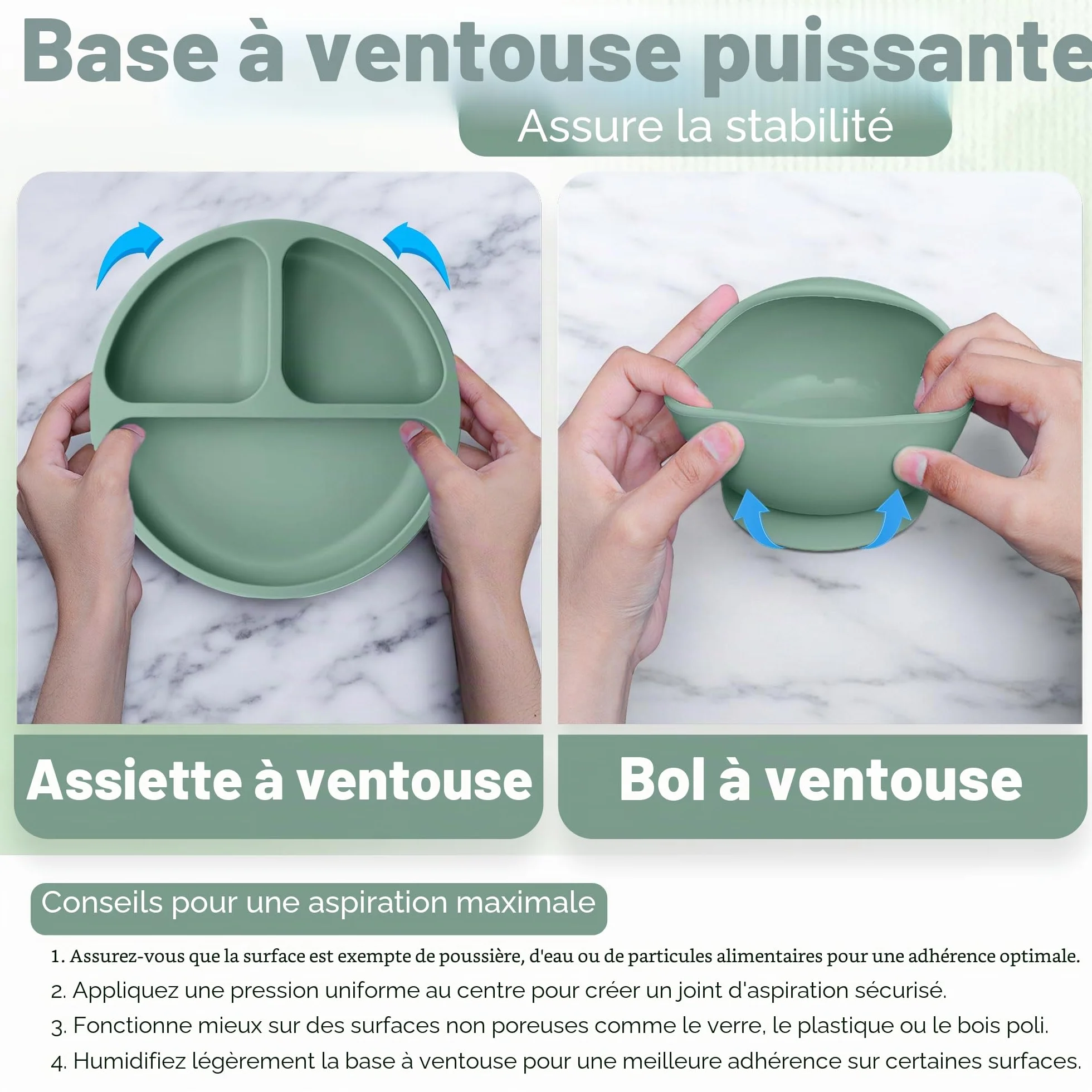 Set Repas Bébé 15 Pièces avec Bol Silicone à Ventouse, Cuillères, Tasses, Bavoirs, Assiettes