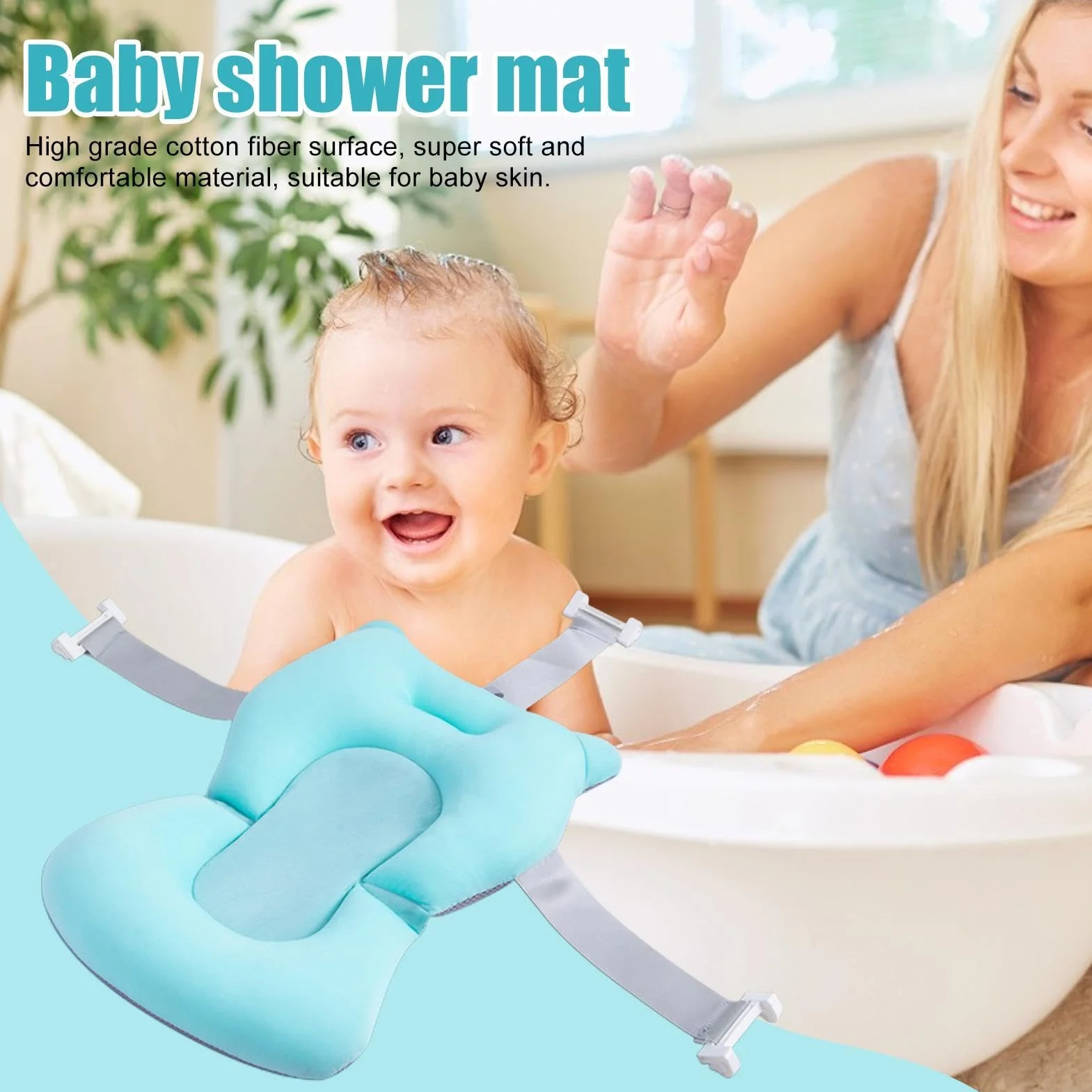 Réducteur De Baignoire Pour Bébé Antidérapant 0-18 Mois 3 Points Fixe
