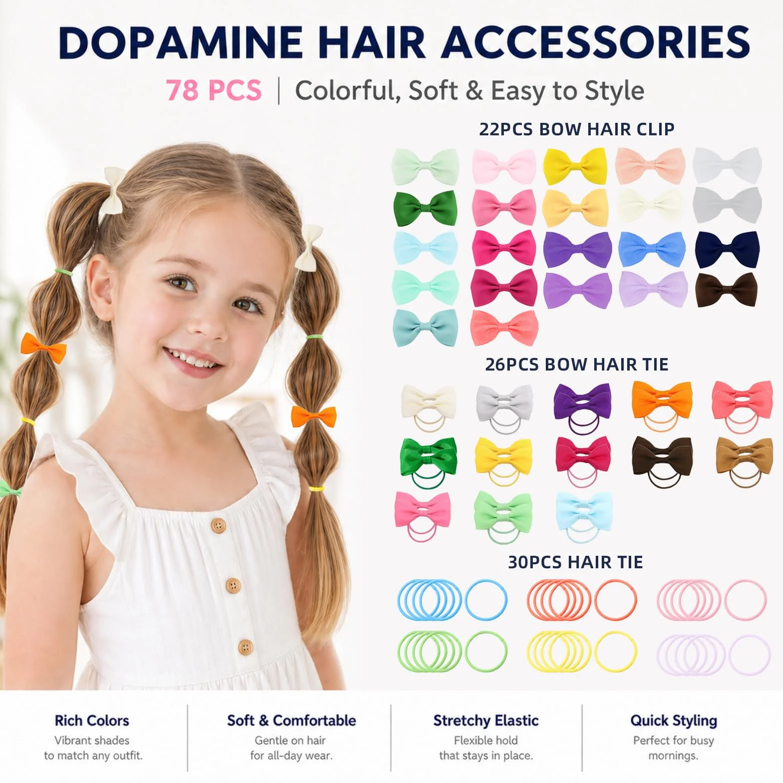 78 Pièces Barrettes Cheveux Fille Chouchou Bébé, Élastiques Cheveux, Mini Pinces pour Bébé